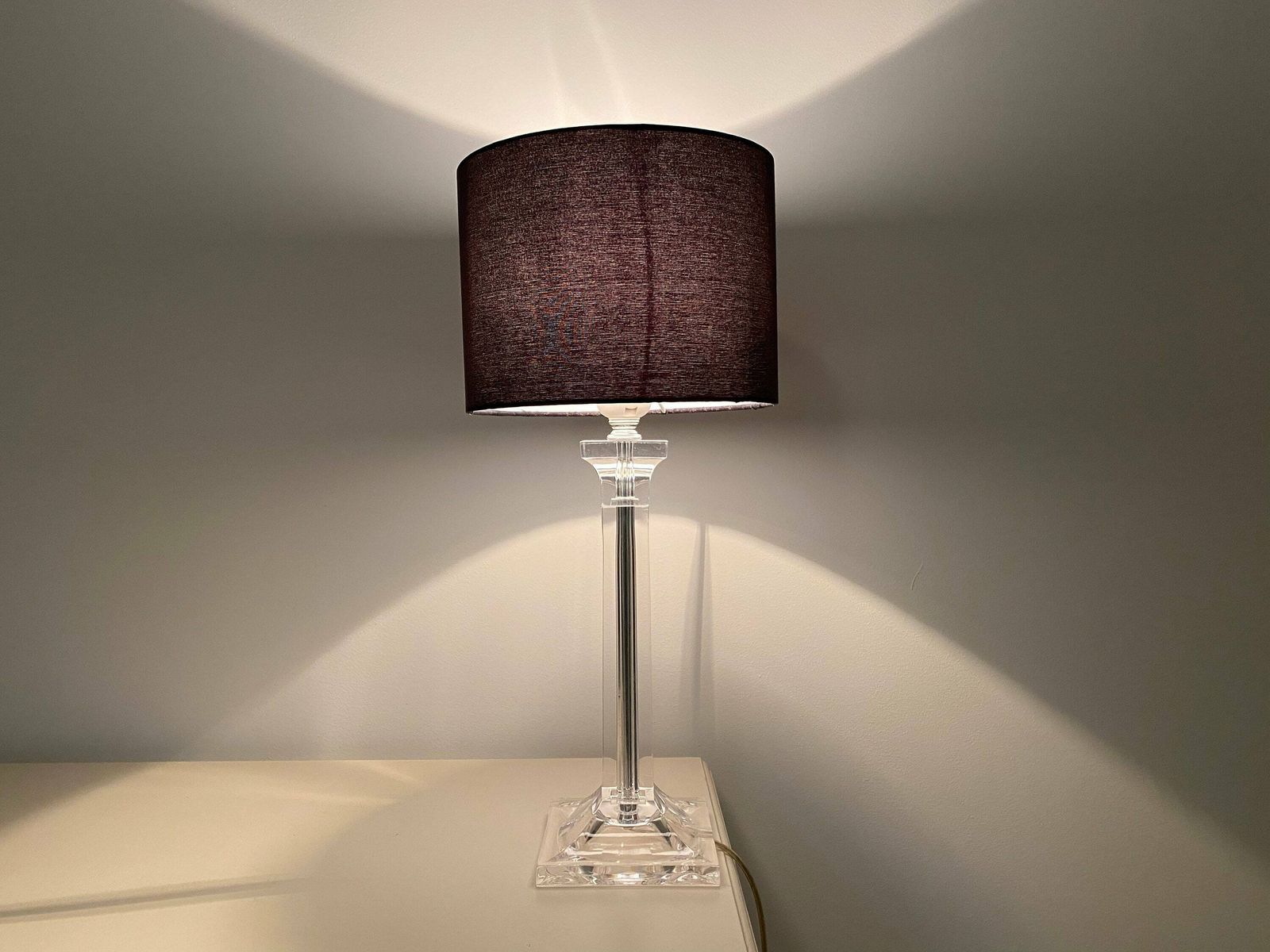 1970s Vintage Plexiglas Light | Mid Century Modern Light With Black Lampshade | Transparent Plexi Glass Retro Table Light / Table Lamp photo furniture