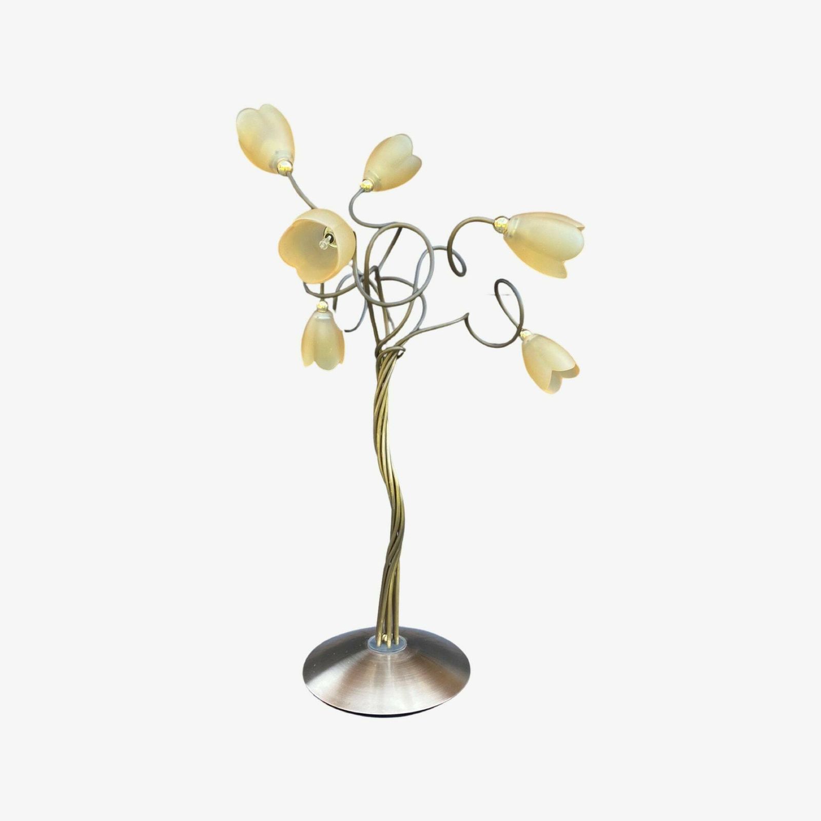 Murano Italy Design Lamp   Handmade Vintsge Murano Glass With Brass Table Lamp   ‘Tulip Tree’ Design | Vintage Table Lamp Made In Italy 1970