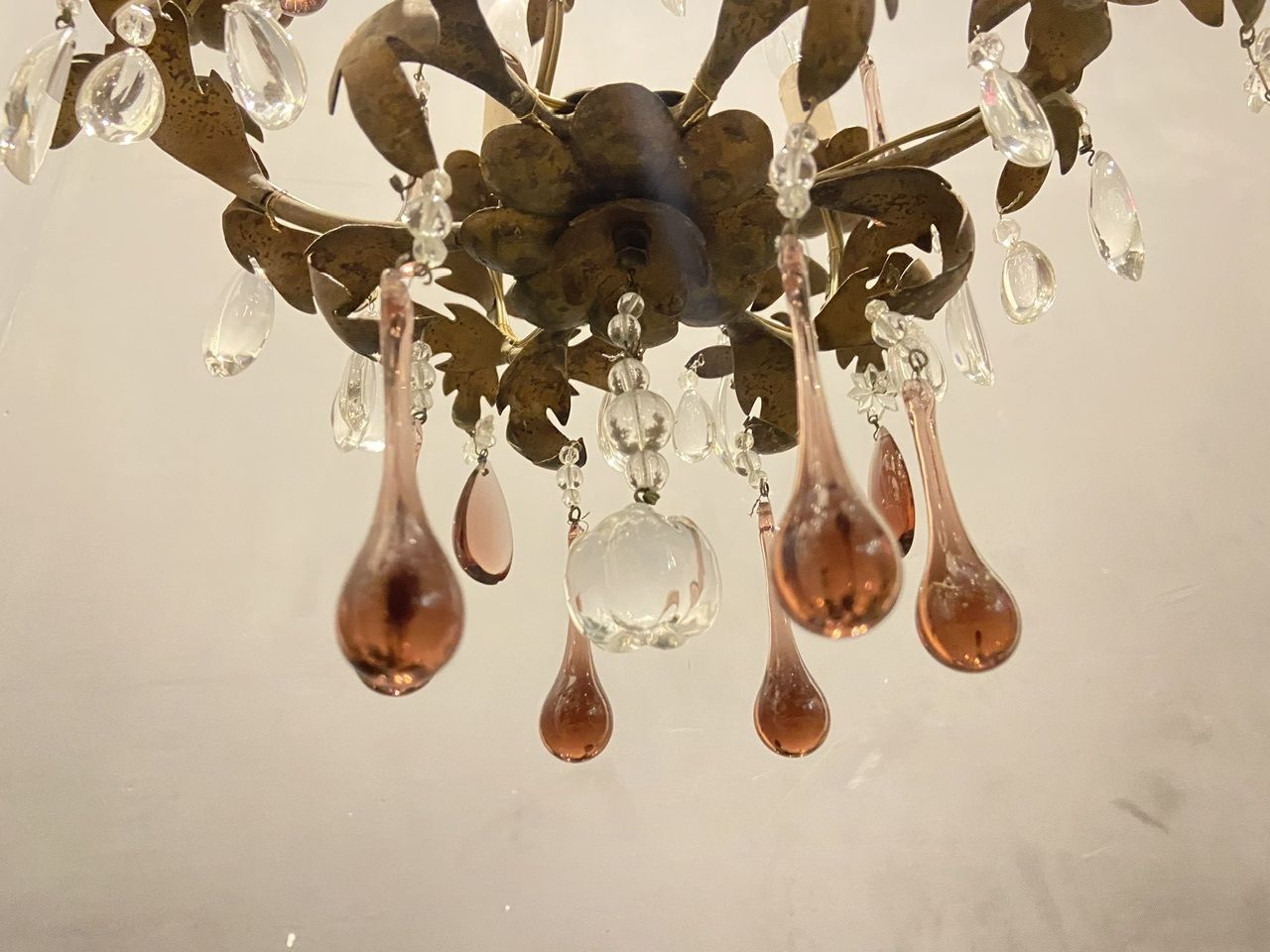 photo for sale Vintage Italian Murano Glass Drop Chandelier