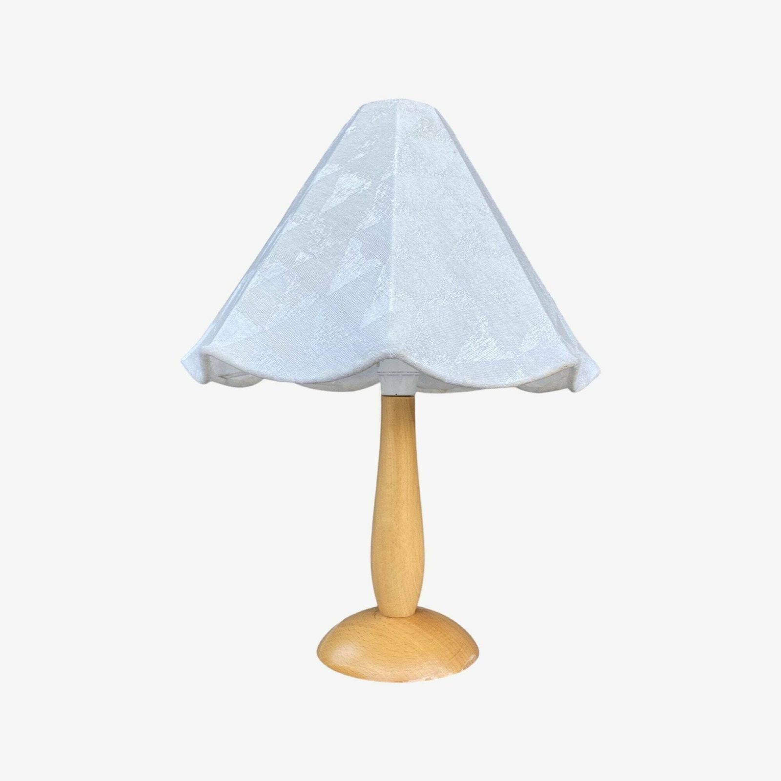 Retro Oak Wood Lamp Base With Free White Shade | Scandinavian Mid Century Modern Lighting | Swedish Design Lamp | Vintage Lamp Base 1960s