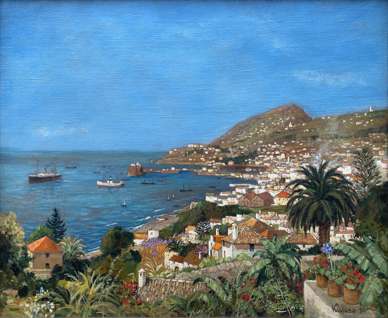 Alfred Kunze, Chemnitz 1866 – 1943, German Painter, View Of Funchal – Madeira, Oil On Canvas photo furniture