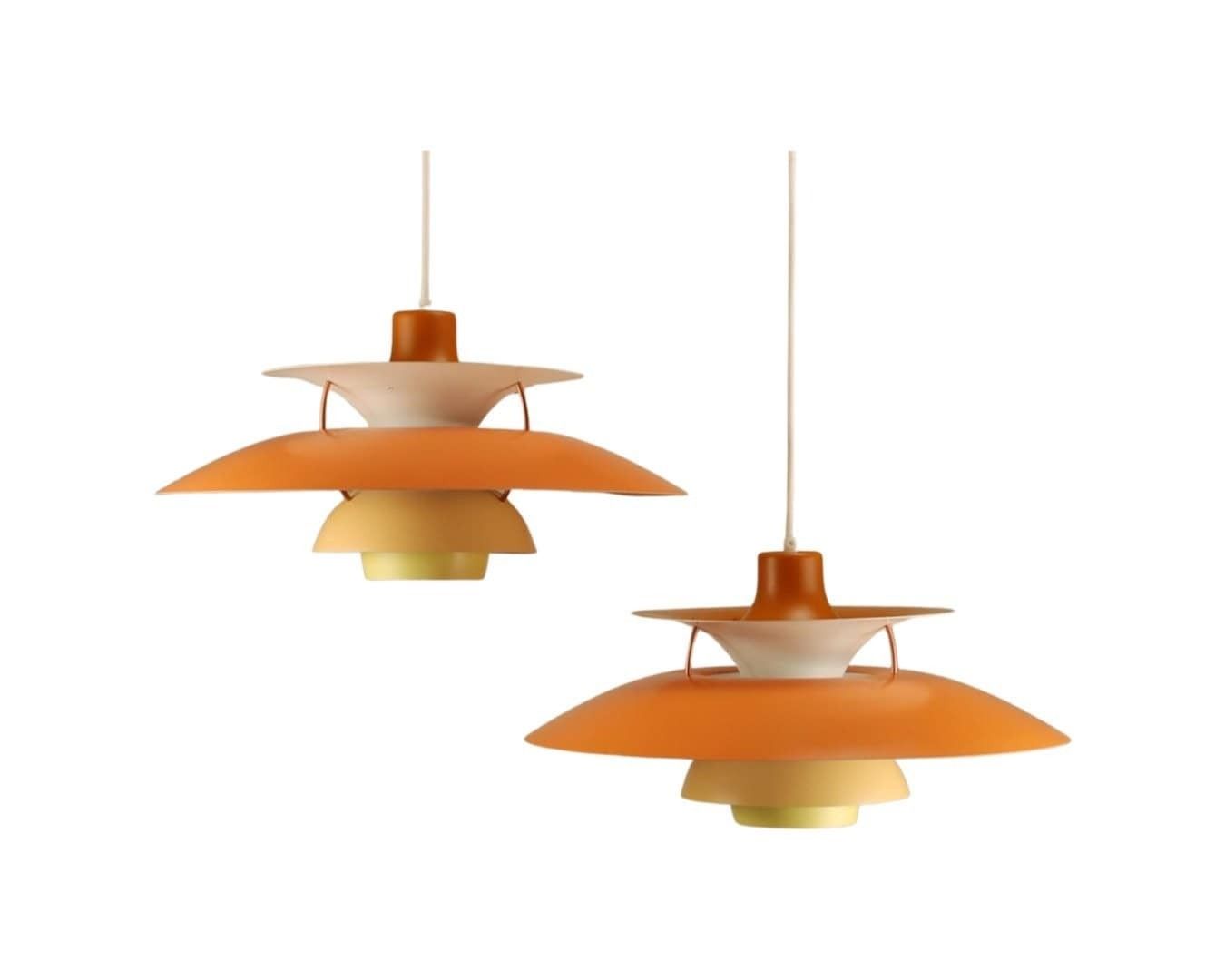 Louis Poulsen Ph5 Pendant | Vintage 1970's 'Shades Of Orange' | Mid Century Modern Design By Poul Henningsen, Denmark