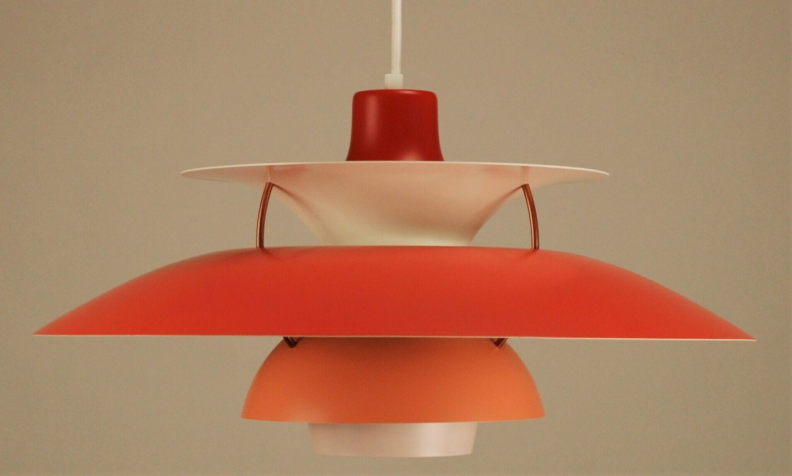 Custom Louis Poulsen Ph5 Pendant | Vintage 1970's 'Red/Peach/Light Pink' | Mid Century Modern Design By Poul Henningsen, Denmark photo 950.0