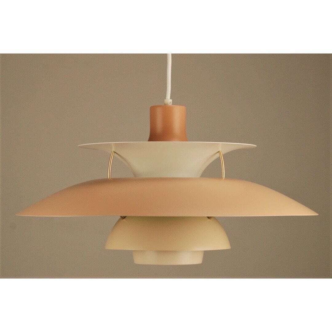 Sandy Beige Vintage Ph5 Lamp | Design By Poul Henningsen | Produced By Louis Poulsen In The Mid Century