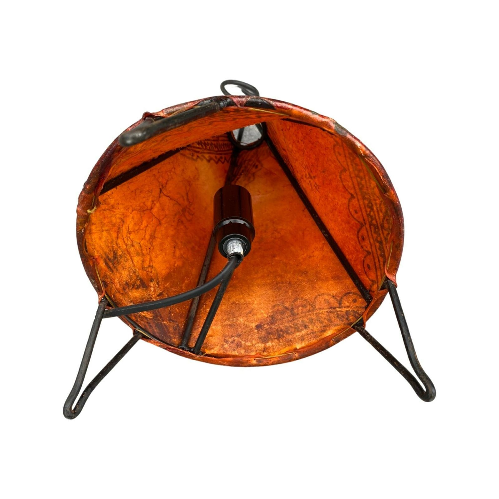 Oriental Lamp Vintage   Made From Orange Leather   Vintage Henna Floor Lamp | Hand Painted photo 100.0