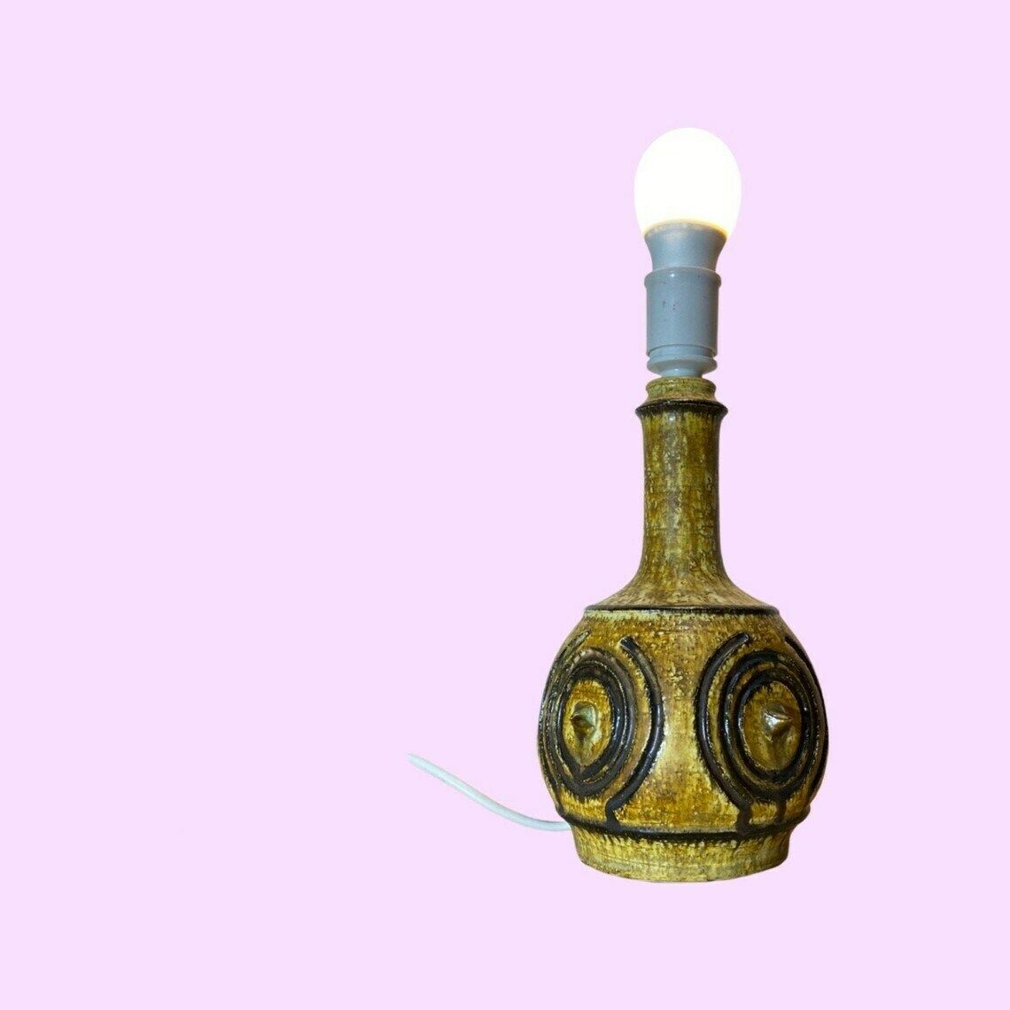 Unique Helleroe Table Lamp  Danish Pottery Artist  Handmade In Denmark  Vintage Ceramic Pottery Lamp  Scandinavian Design Lighting 1960s photo buy