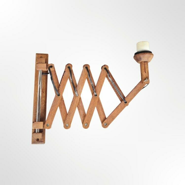 Danish Wooden Telescopic Wall Sconce Light | 1970s Mid Century Teak Wood Scissor Lamp | Made In Denmark | Scandinavian Designer Scissor Lamp photo for sale
