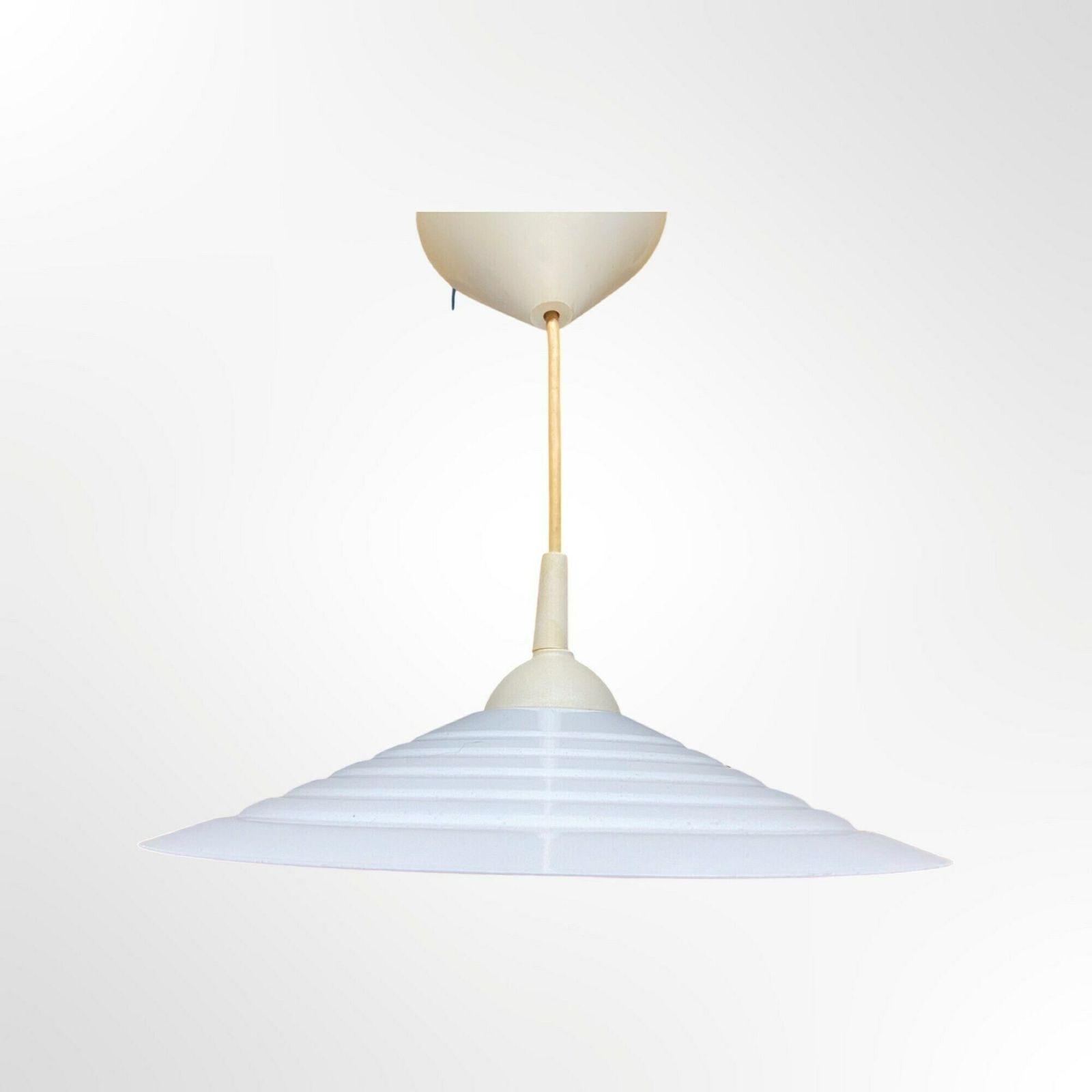 Vntg Danish Design 'Happy Light' | Mid Century Metal Pendant Light | White Steel Hanging Lamp Made In Denmark | Midcentury Danish Modern 60s photo buy