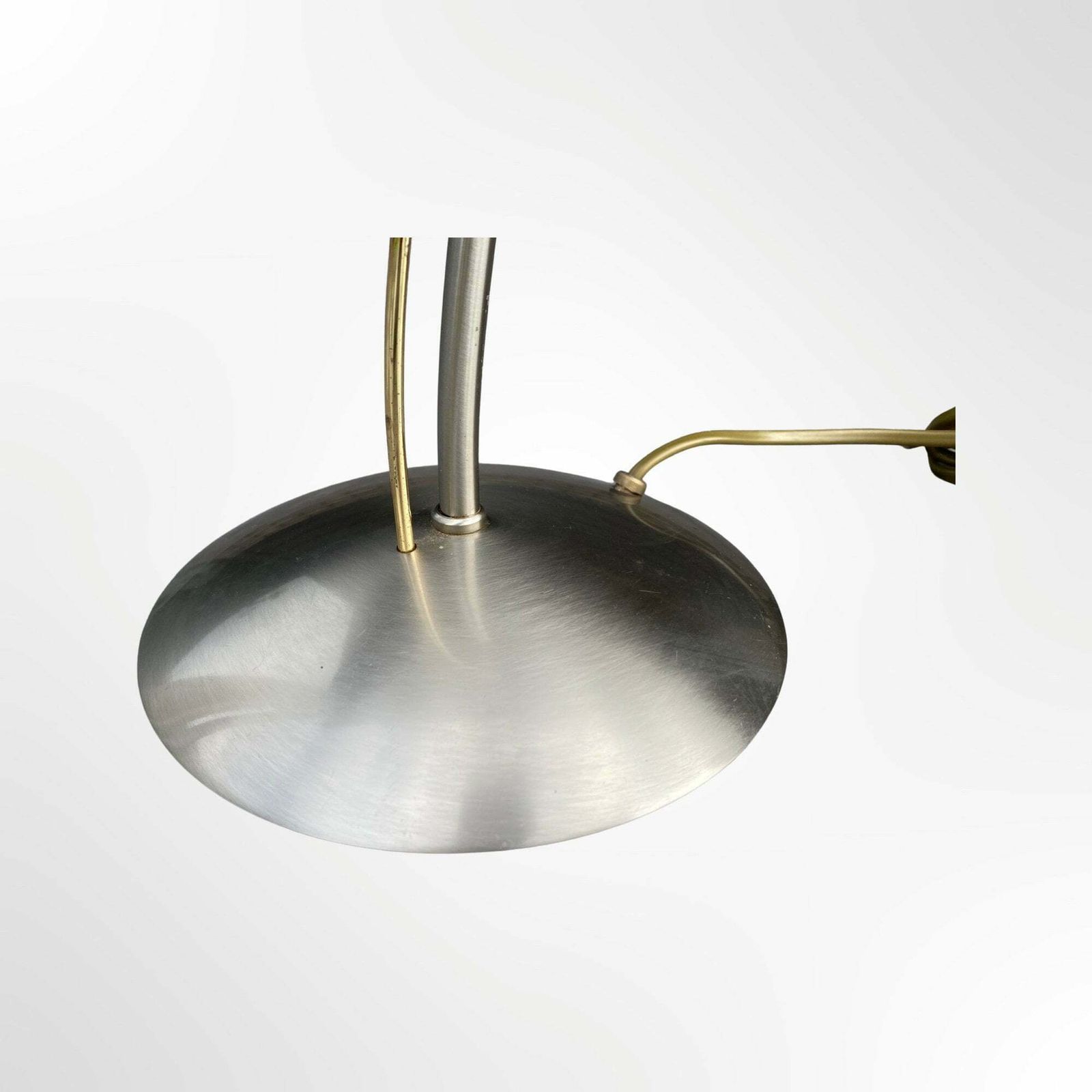 Vintage Desk Lamp | Massive Belgium Designer Table Lamp, Desk Lamp, Night Light | Mid Century Modern | Silver Steel & Brass Base With Shade photo buy