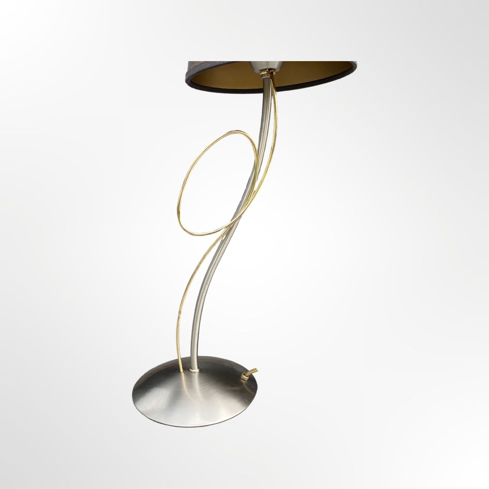 photo furniture Vintage Desk Lamp | Massive Belgium Designer Table Lamp, Desk Lamp, Night Light | Mid Century Modern | Silver Steel & Brass Base With Shade
