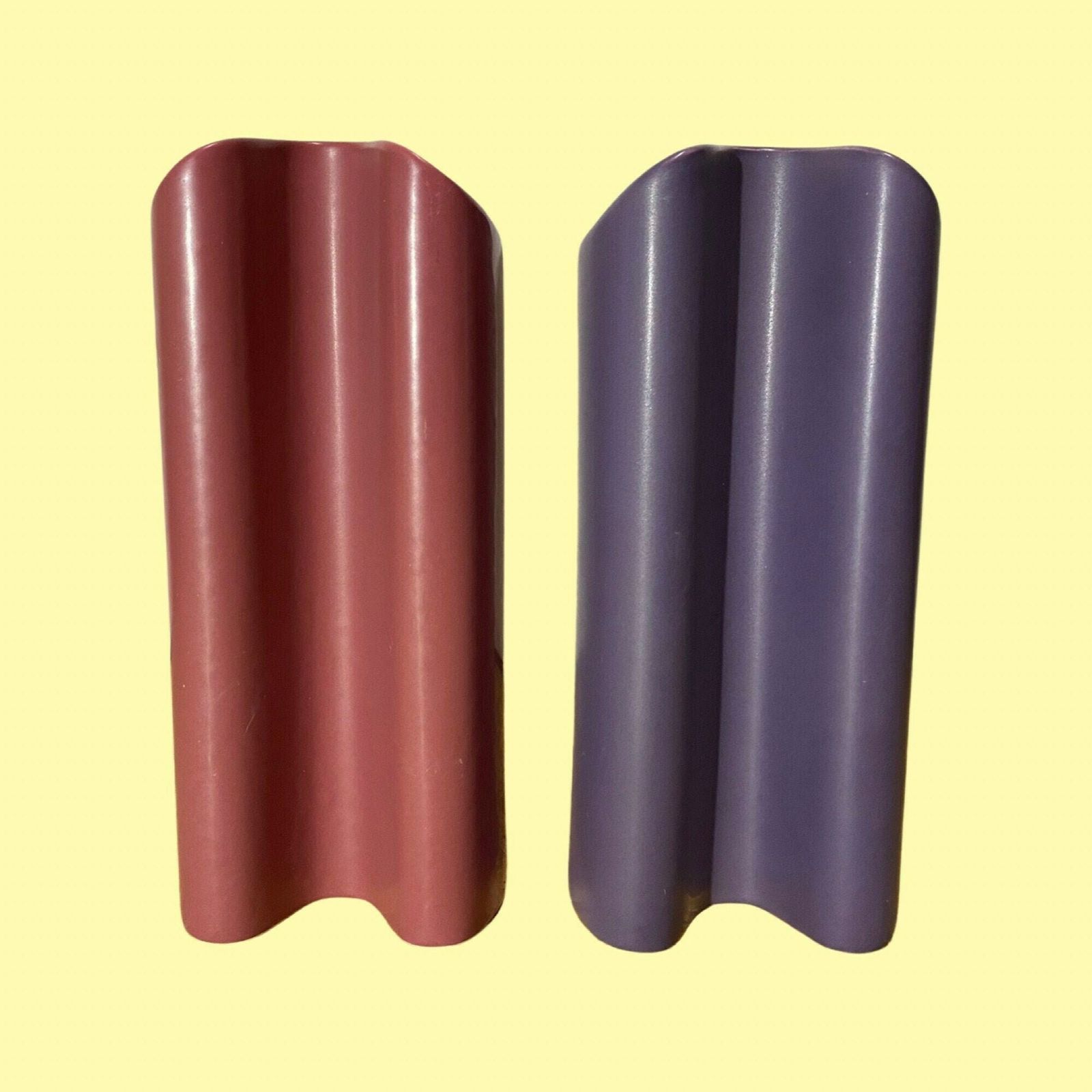 Set Of 2 Retro Pink/Purple Vases Made In Denmark | Fn Art Denmark Ceramic Pottery Vases | Scandinavian Pottery   Ceramic Planter Pink Purple photo 86.0
