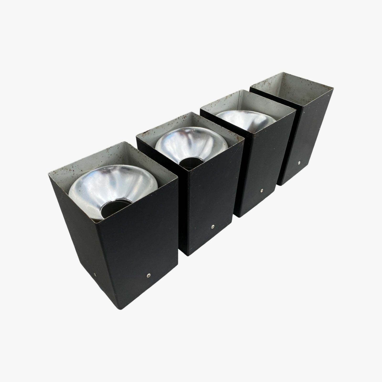 Raak Amsterdam Cube Spotlights | 3 + 1 Free Vintage Design Spots By Raak Amsterdam, Made In Holland | 4 Black Metal Mid Century Modern Spots