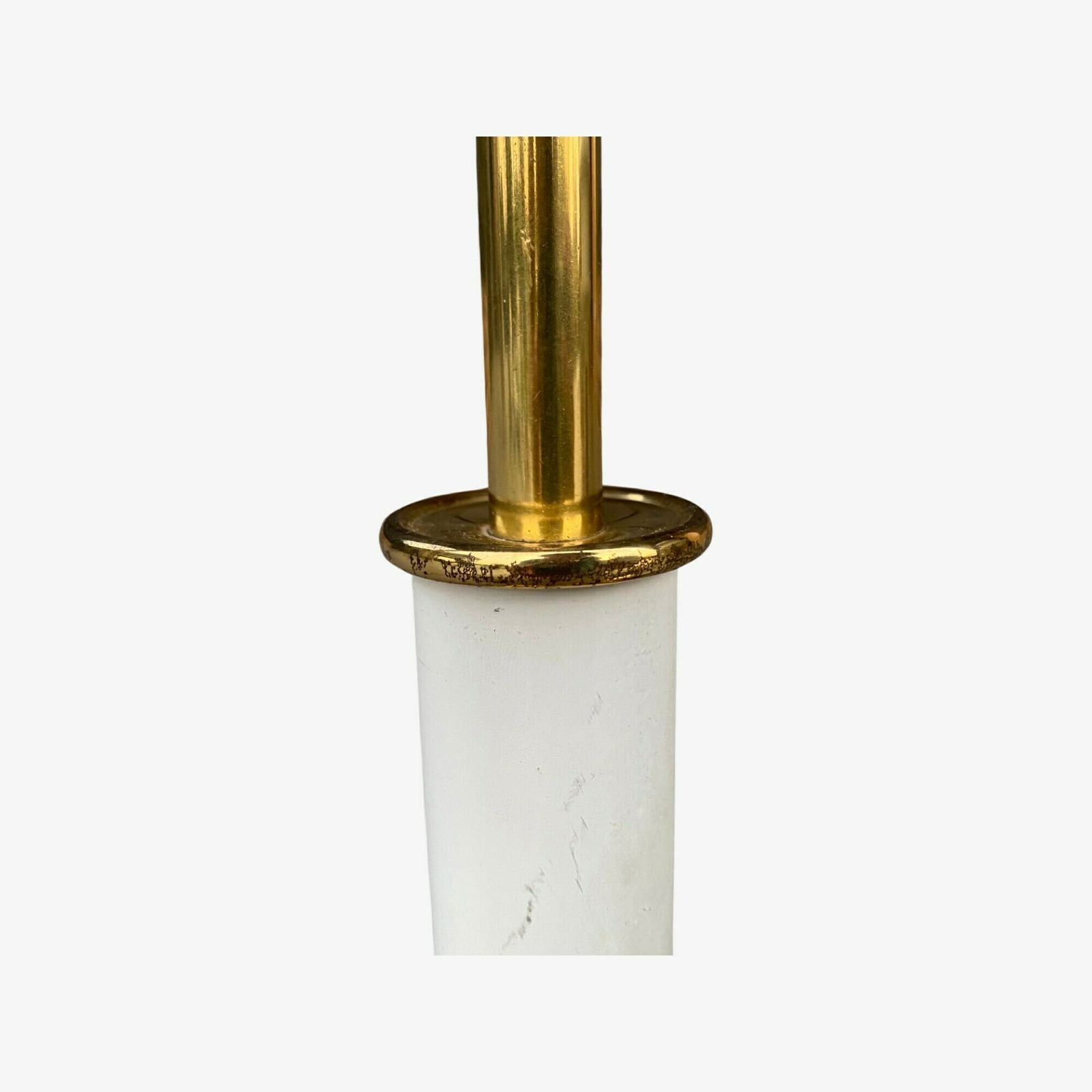 Set Vntg Brass Lamp Bases | Gold Colored Brass Metal & White Coated Metal | Add Your Own Shade | Set Mid Century Modern Night Lights photo 212.0