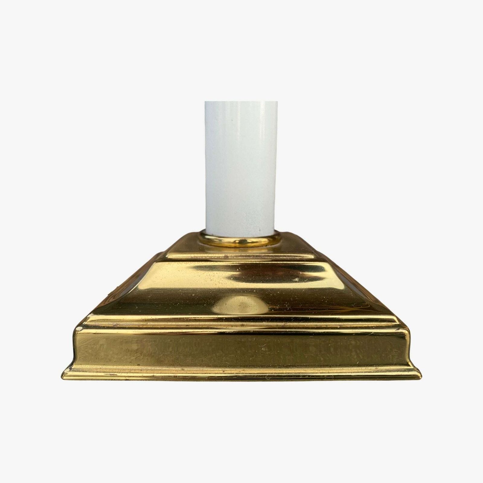 Set Vntg Brass Lamp Bases | Gold Colored Brass Metal & White Coated Metal | Add Your Own Shade | Set Mid Century Modern Night Lights photo vinterior