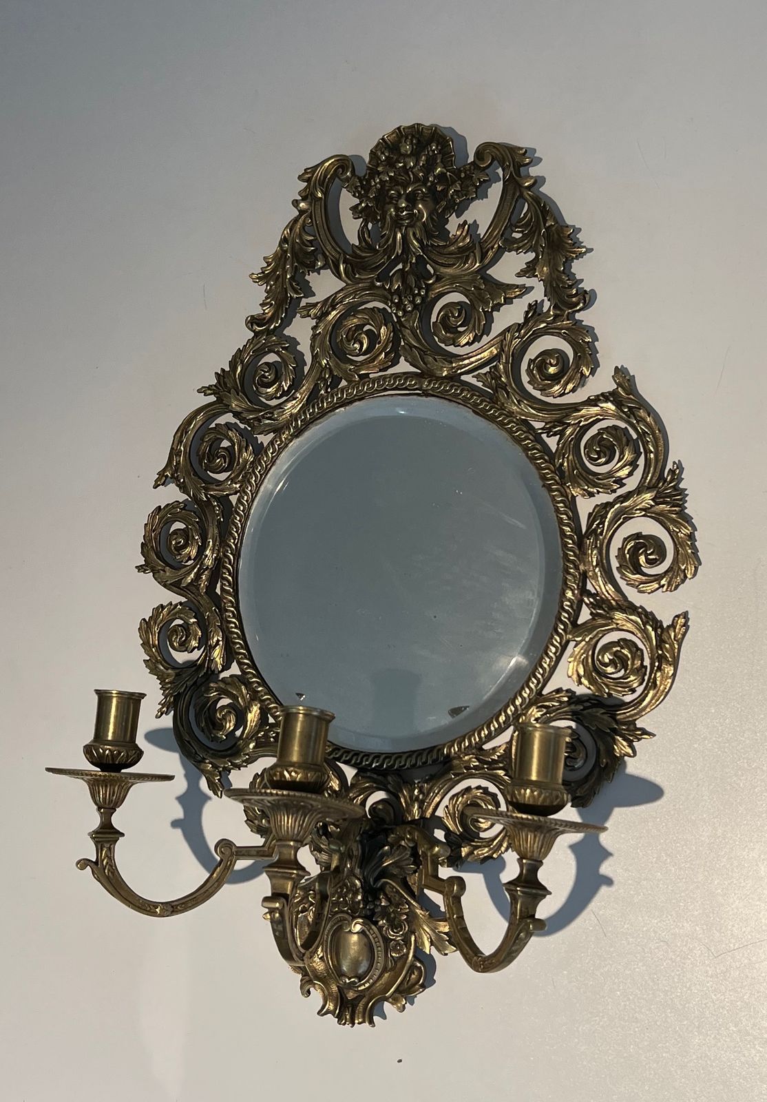 Important Pair Of Louis XIV Style Sconces In Bronze And Mirror photo Lighting