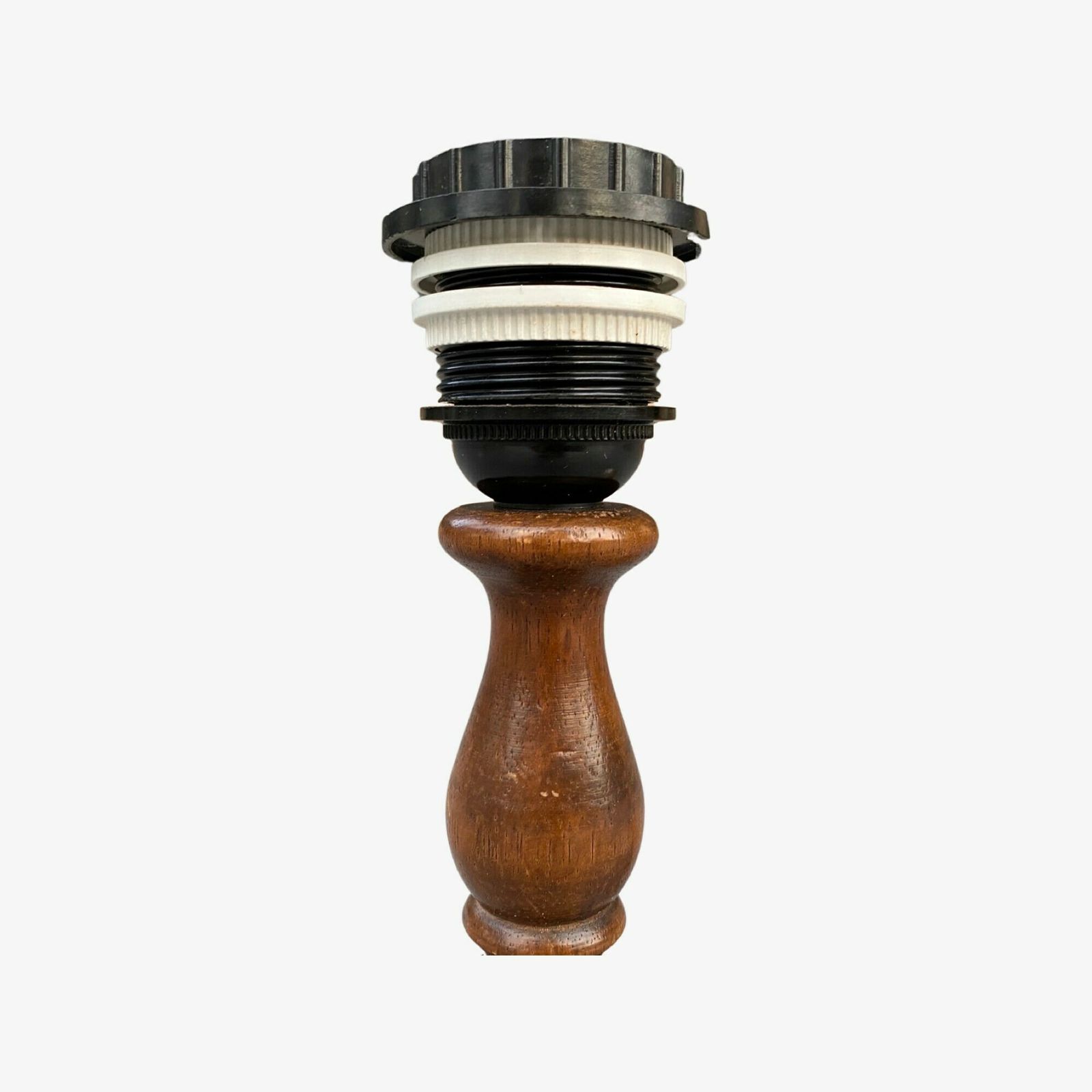 1960s Retro Dark Wood Desk Lamp | Vintage Table Lamp Made Of Dark Wood | Vintage Lighting | Mid Century Modern Lighting | Wooden Base photo Lighting