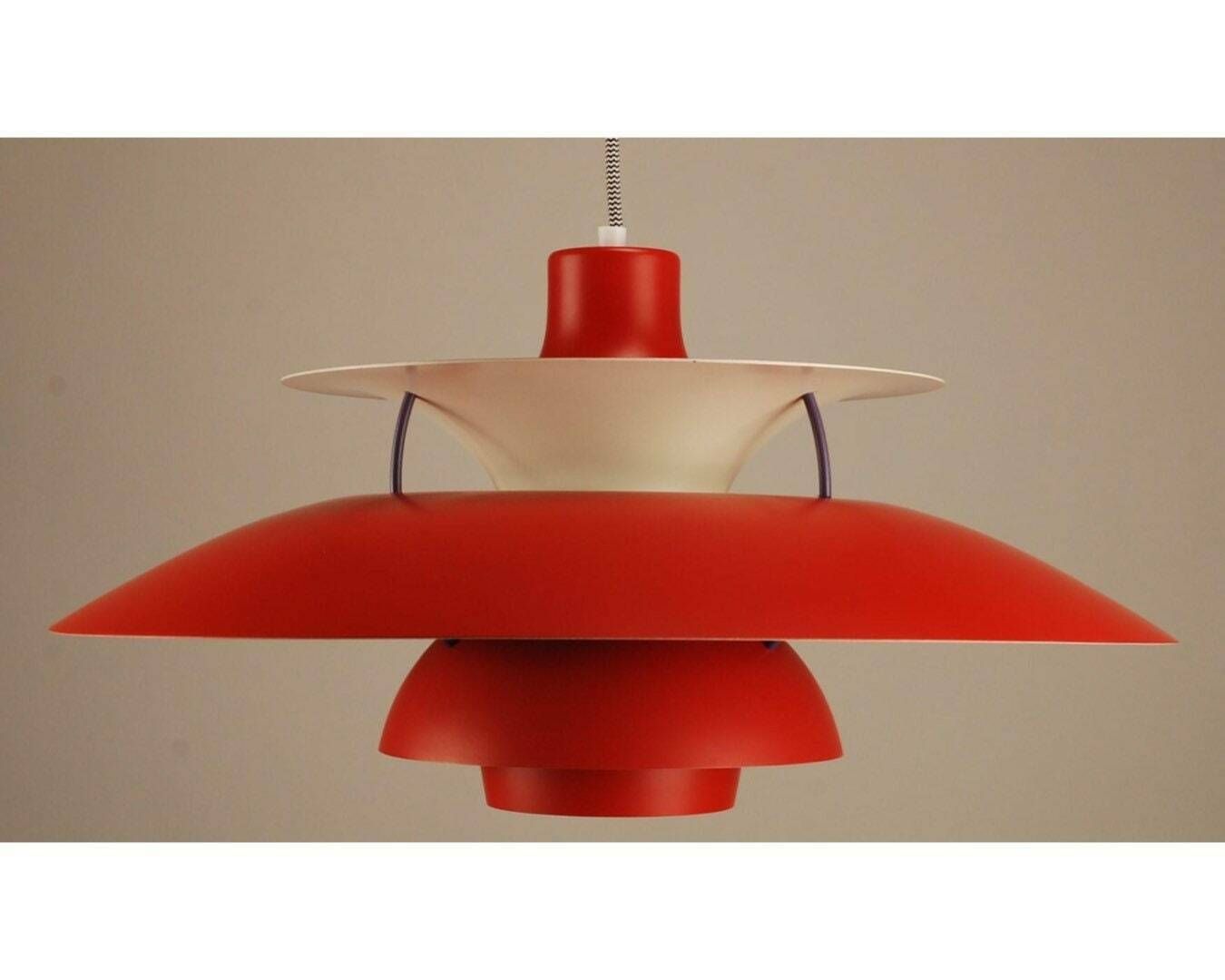 Red 80s Louis Poulsen Ph5 | Vintage Pendant Lamp From Denmark 1980s | Rewired And Repainted