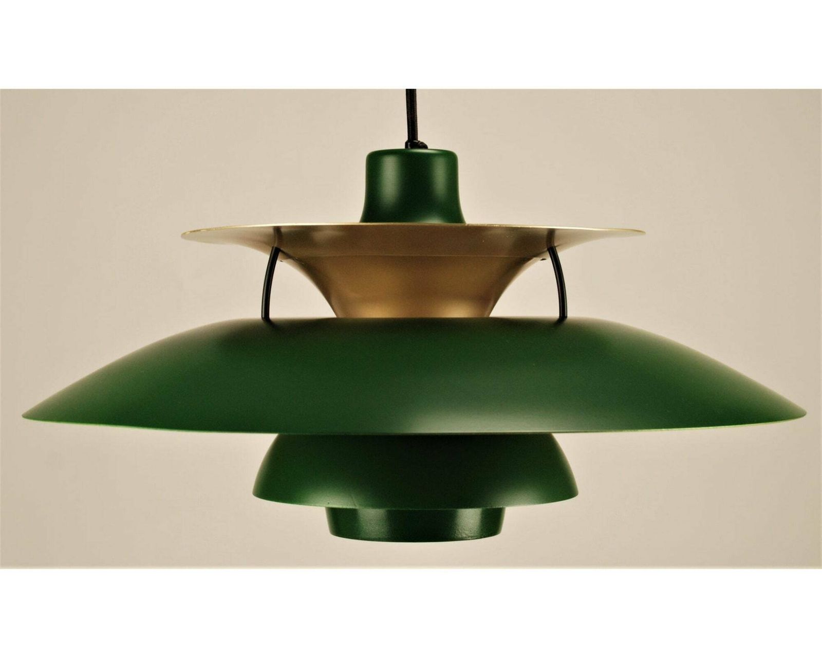 Green Louis Poulsen Lamp   Original Danish Restored Pendant Lamp Green/Gold Colored