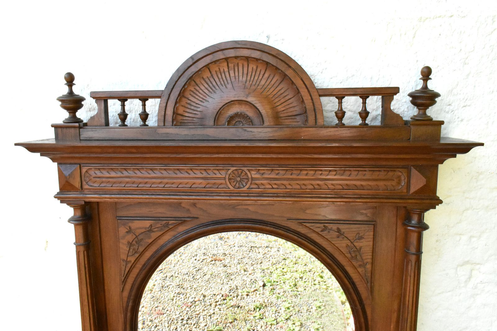 photo vinterior Large French Oak Overmantel Mirror Henri II