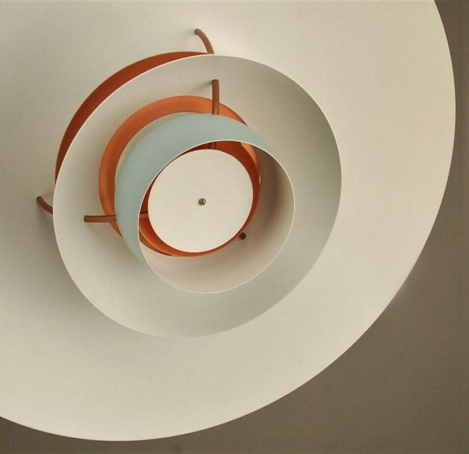 Hues Of Blue Louis Poulsen Ph5 Original Restored Pendant Lamp With Orange ‘Anti Glare Ring’ photo for sale