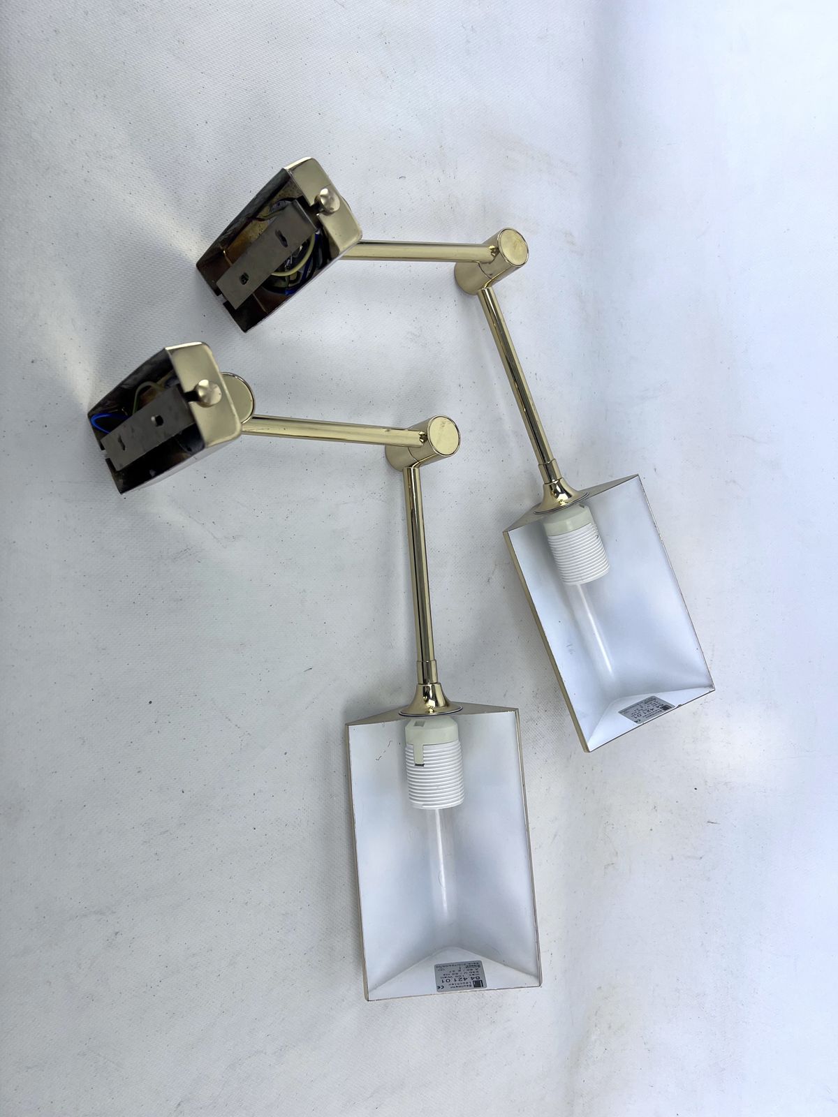 Postmodern Pair Of Articulated Brass Wall Lamps By Baulmann Leuchten. Germany 1980s photo vinterior