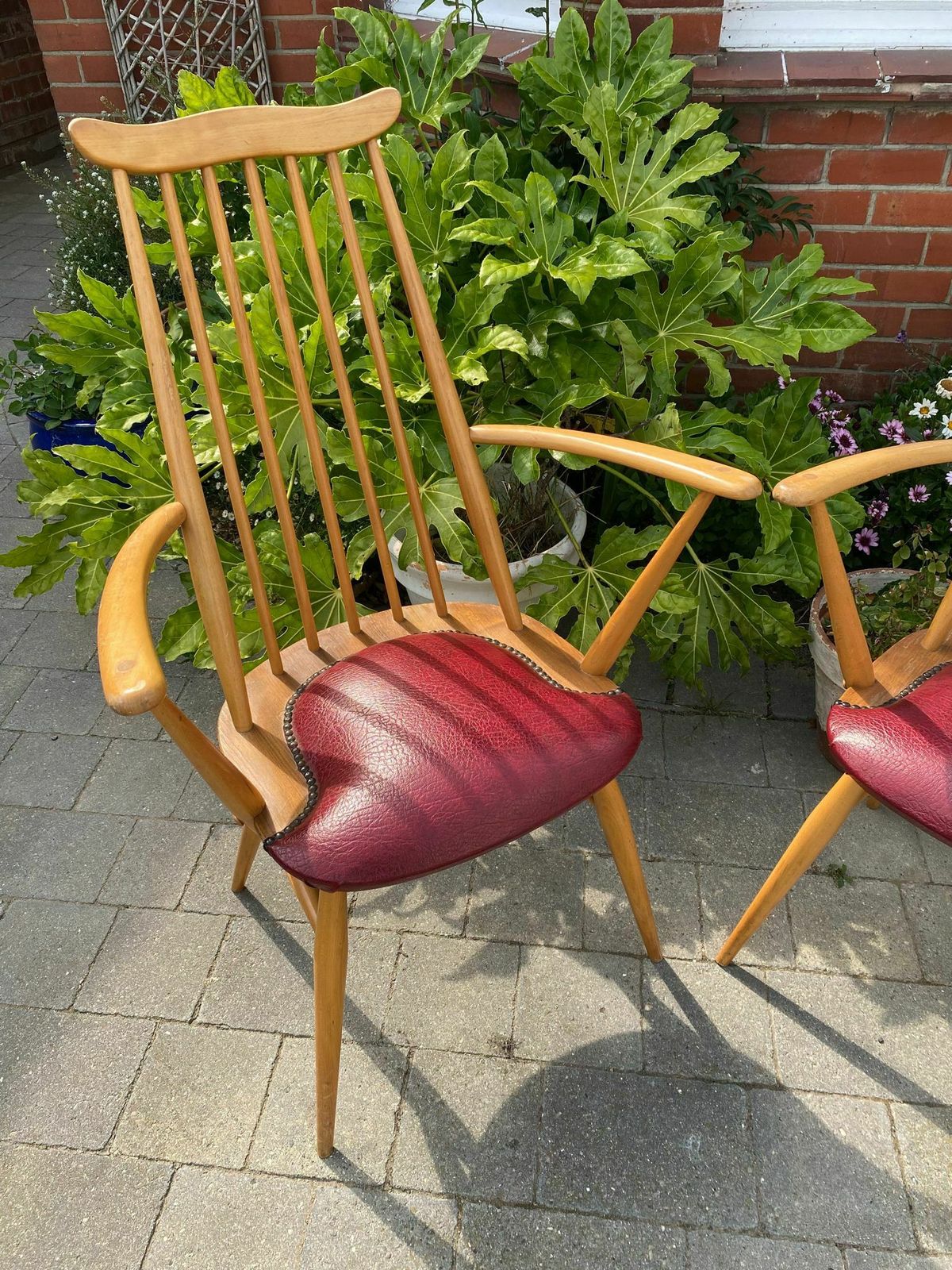 Vintage Moustache Chairs By L. Ercolani For Ercol, 1960, Pair Of Two Blue Label, Studded Cushion Based. photo 325.0