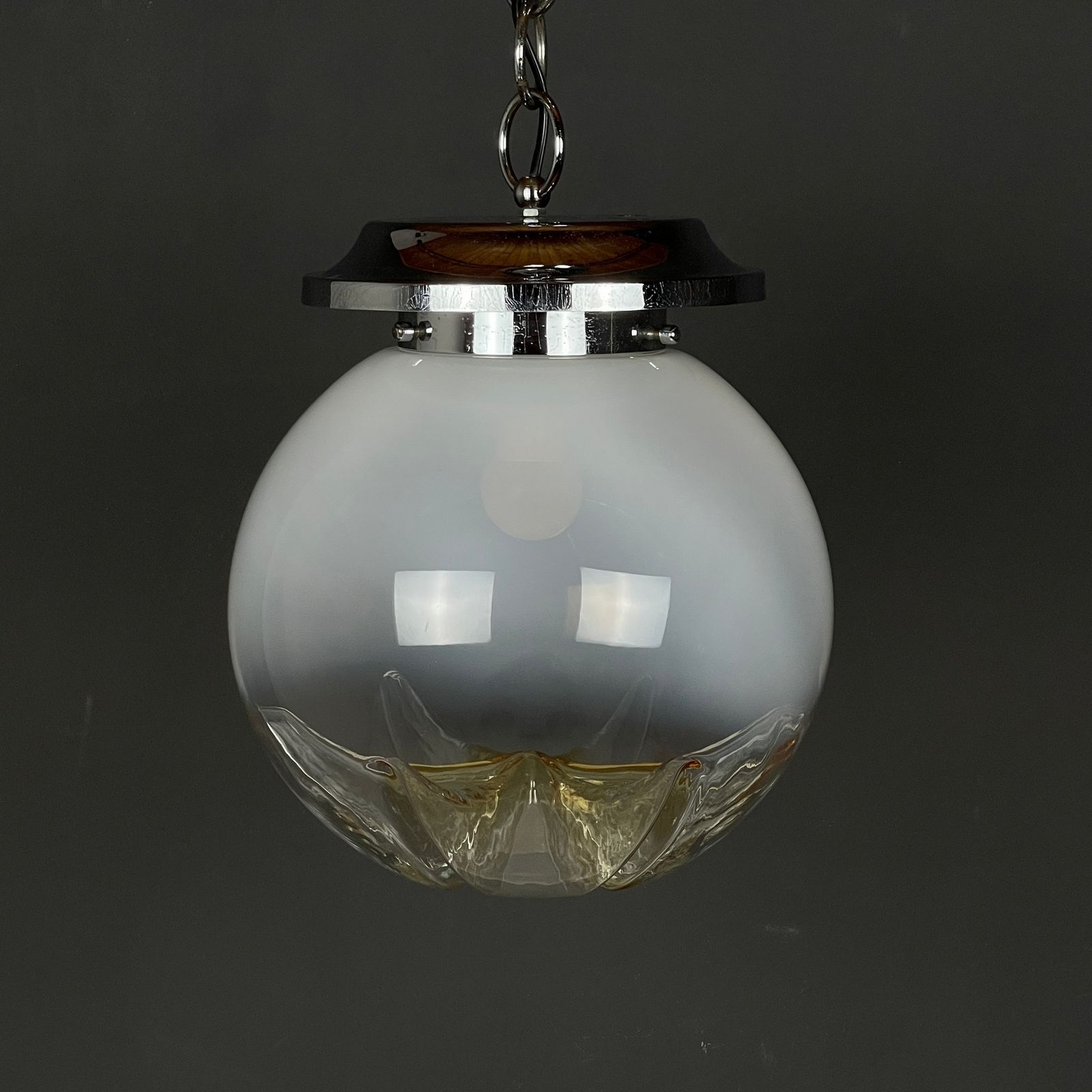 photo for sale Large Murano Glass Pendant Lamp By Mazzega Italy 1960s