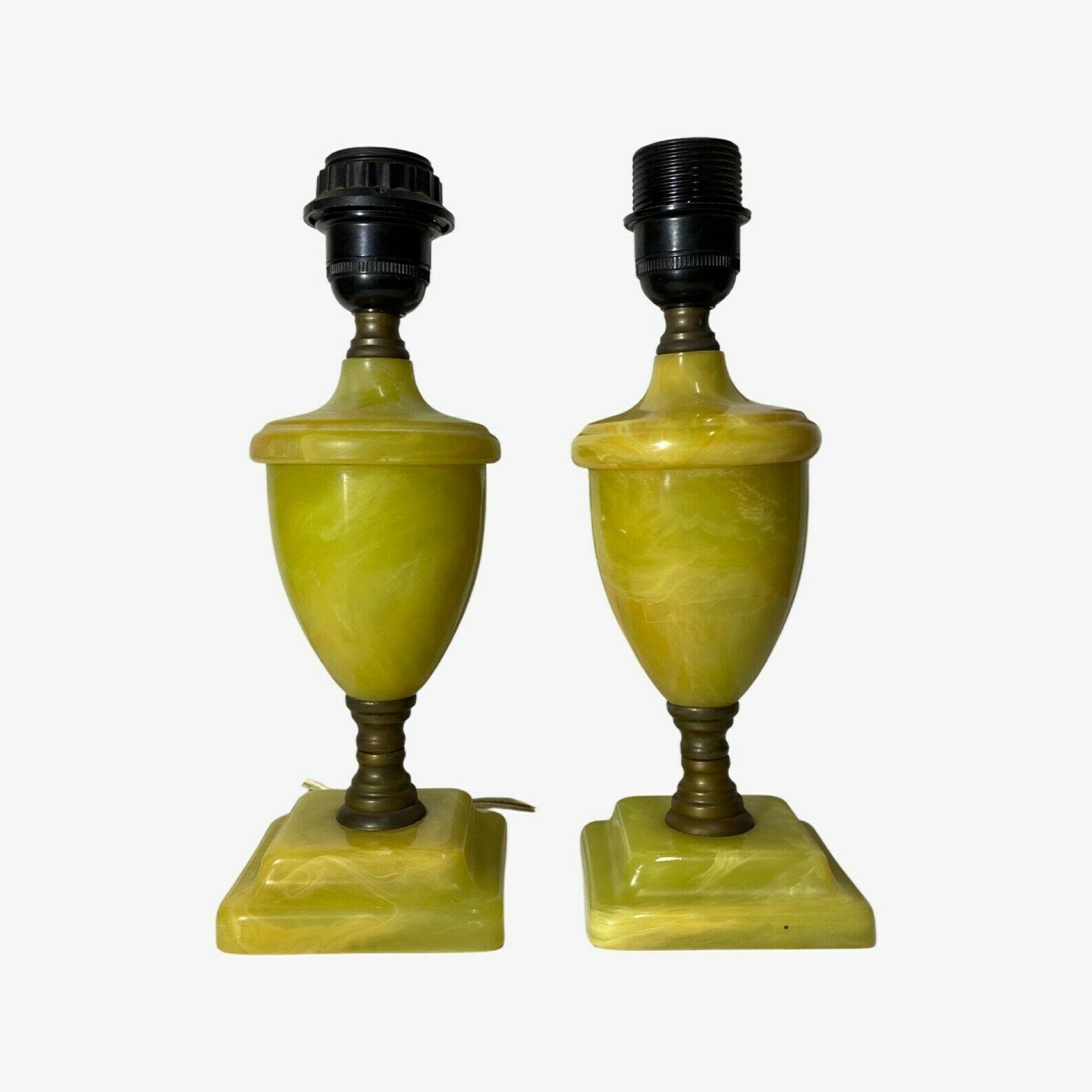 photo furniture Set Of 2 Green Marble Table Lamps Early 1950s Lamp Bases With Onn/Off Switch Vintage Marble Lighting Green Retro Lamp Bases