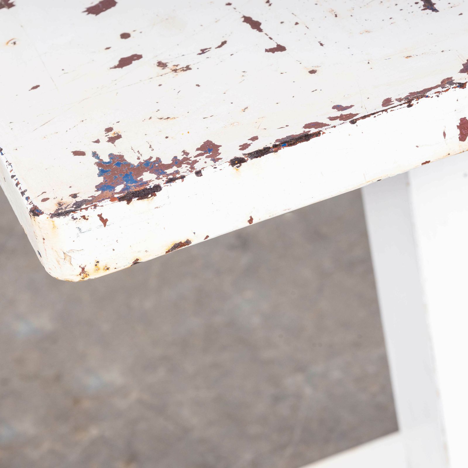 1960’s Original French Tolix Square Outdoor Dining Table – White Square photo Furniture