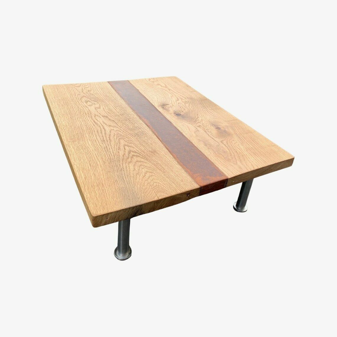 Handmade Epoxy Coffe Table   Deep Earth Brown Epoxy In Oak Wood photo Furniture