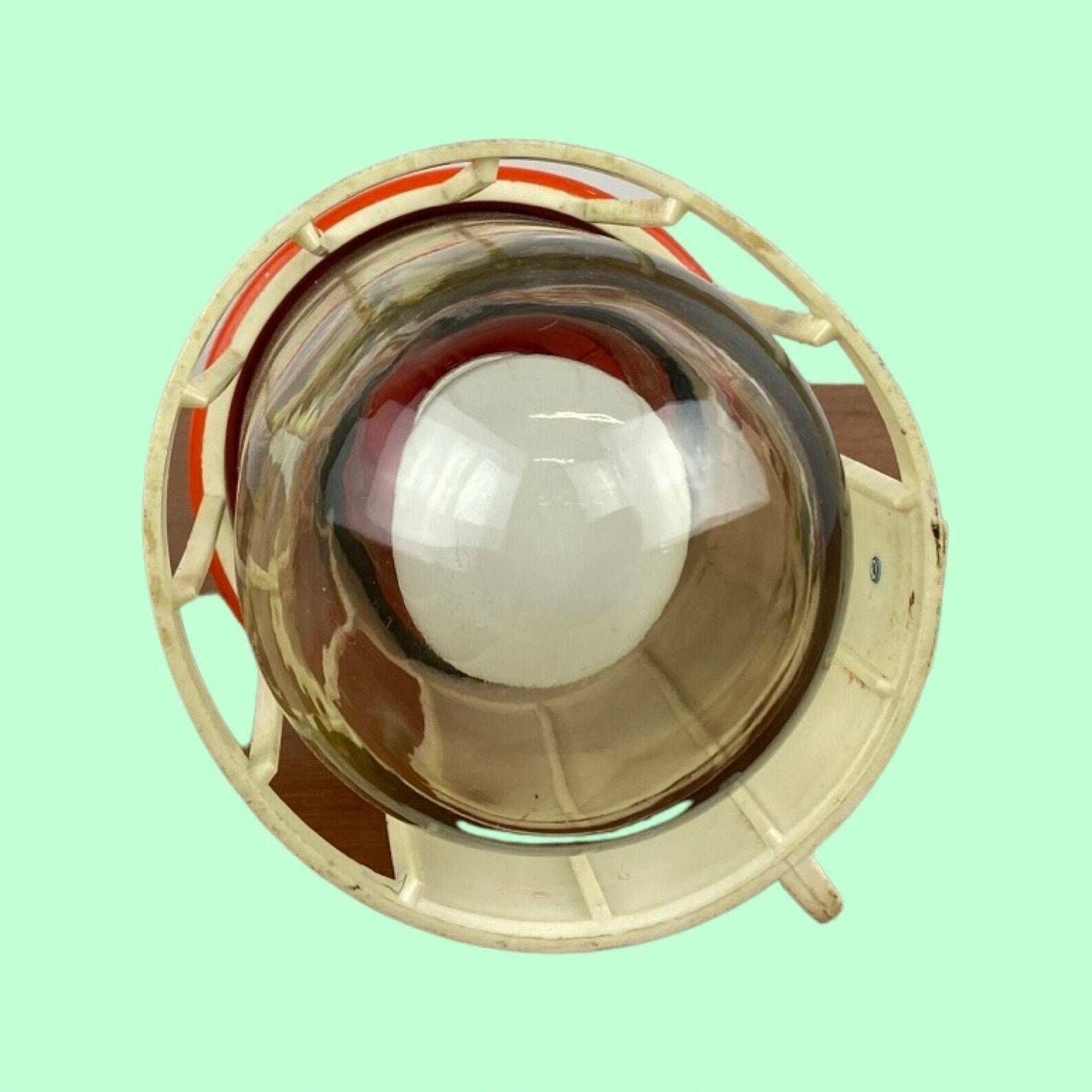 Portable Retro Lamp Frandsen Denmark | Danish Design From The Mid Century | Retro Orange Running Light In Good Condition | With Glass Shade photo vinterior