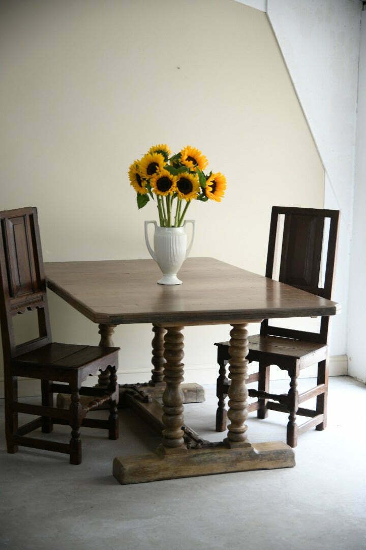 Rustic Oak Refectory Table photo vintage