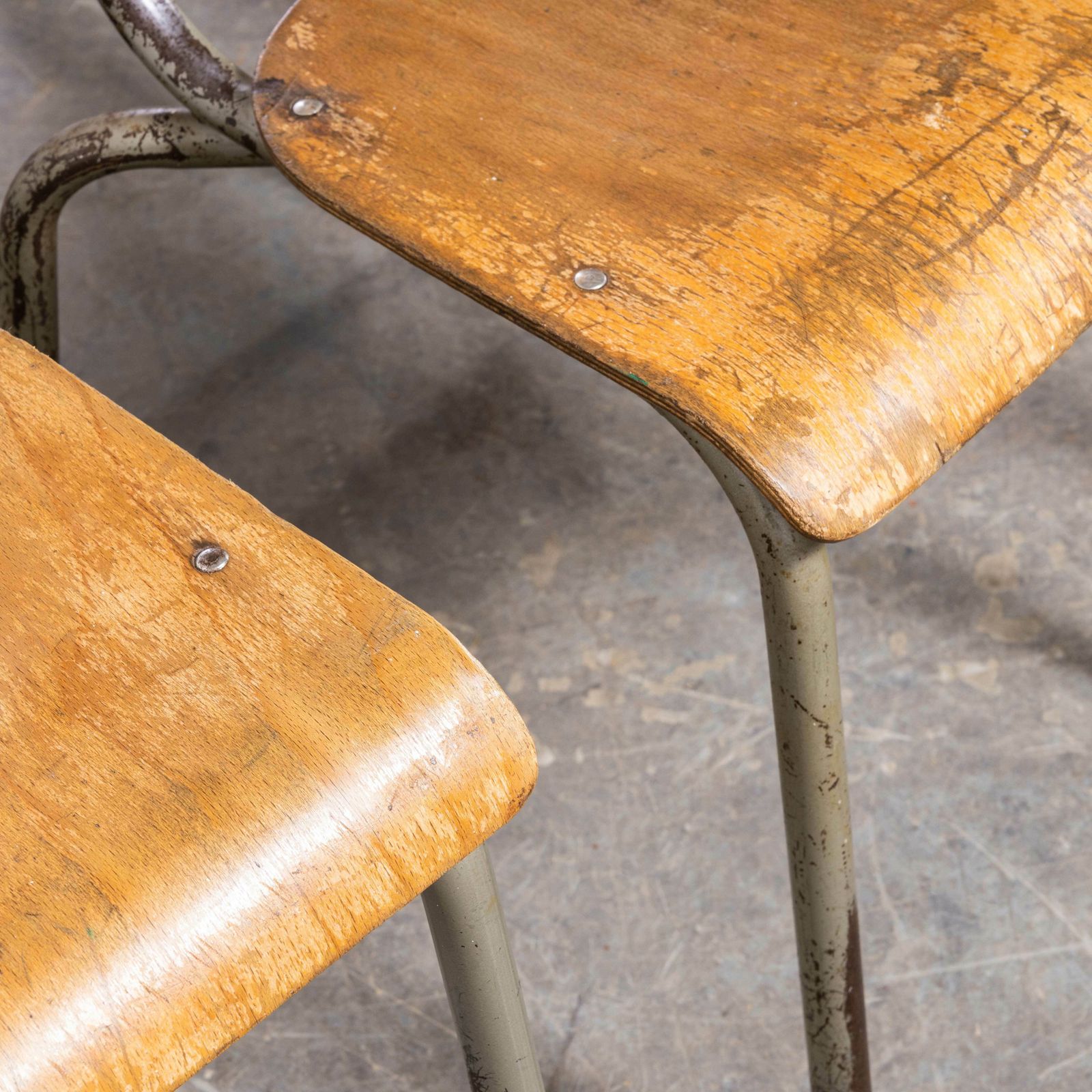 1950’s French Mullca Stacking Dining Chair – Grey Model 511 – Set Of Six photo vinterior