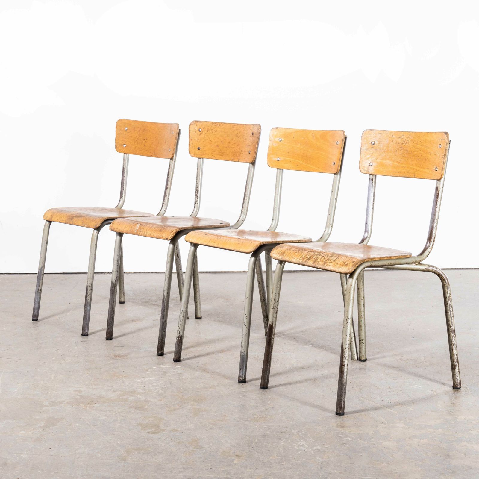 1950’s French Mullca Stacking Dining Chair – Grey Model 511 – Set Of Four