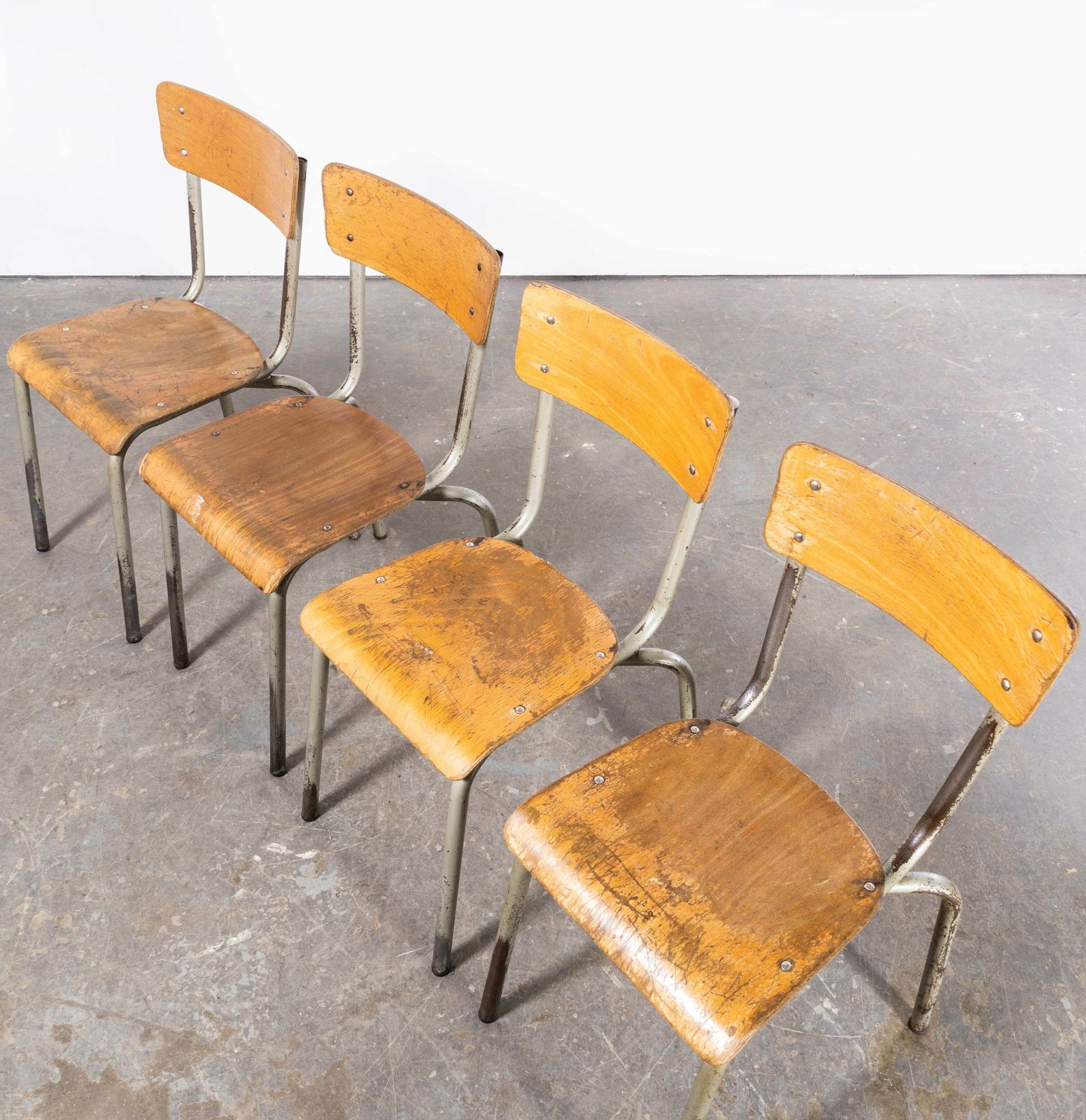 1950’s French Mullca Stacking Dining Chair – Grey Model 511 – Set Of Four photo for sale