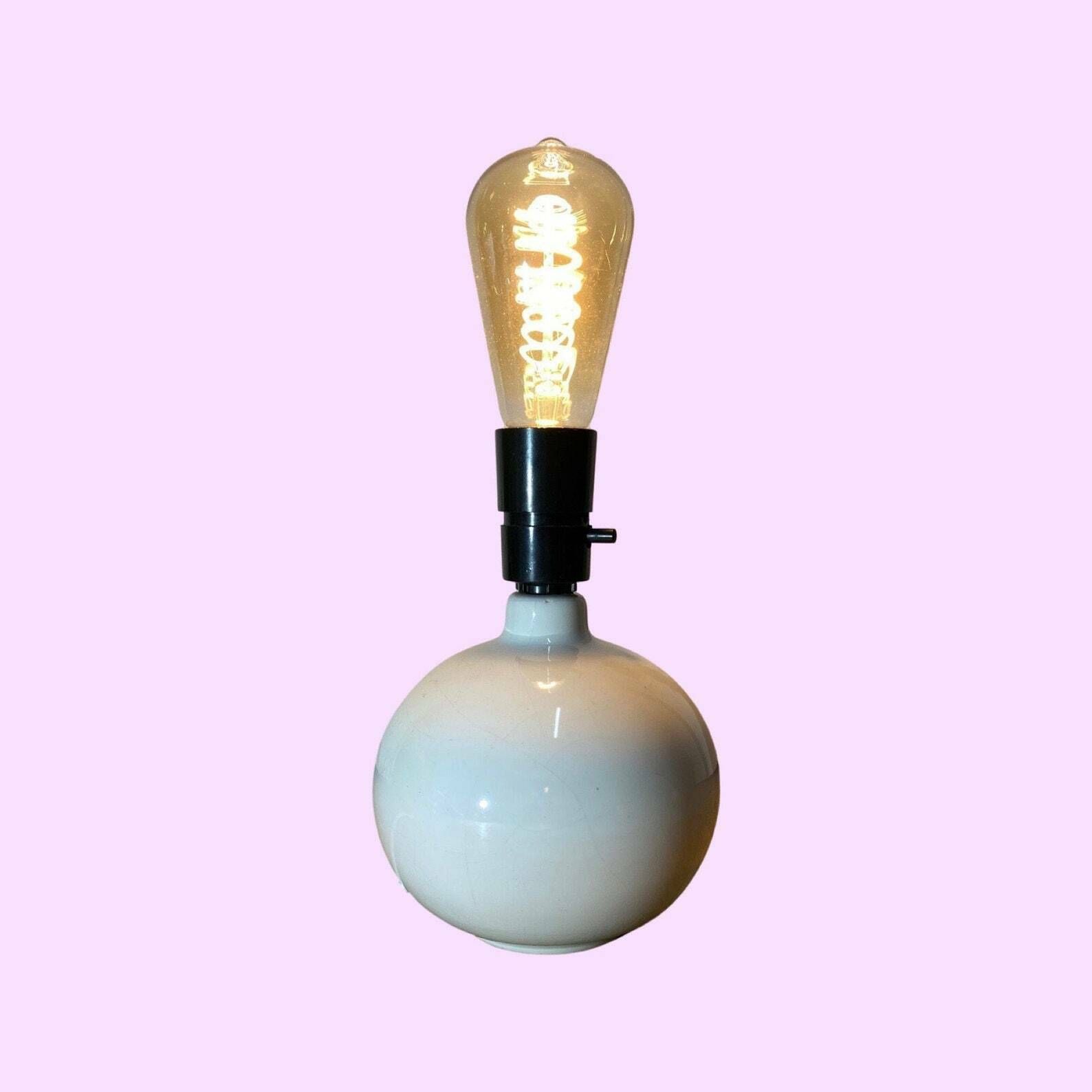 White Vintage Danish Ball Shaped Desk Light | Scandinavian Table Lamp From The Mid Century Made In Denmark | White Ceramic Pottery Lighting photo buy