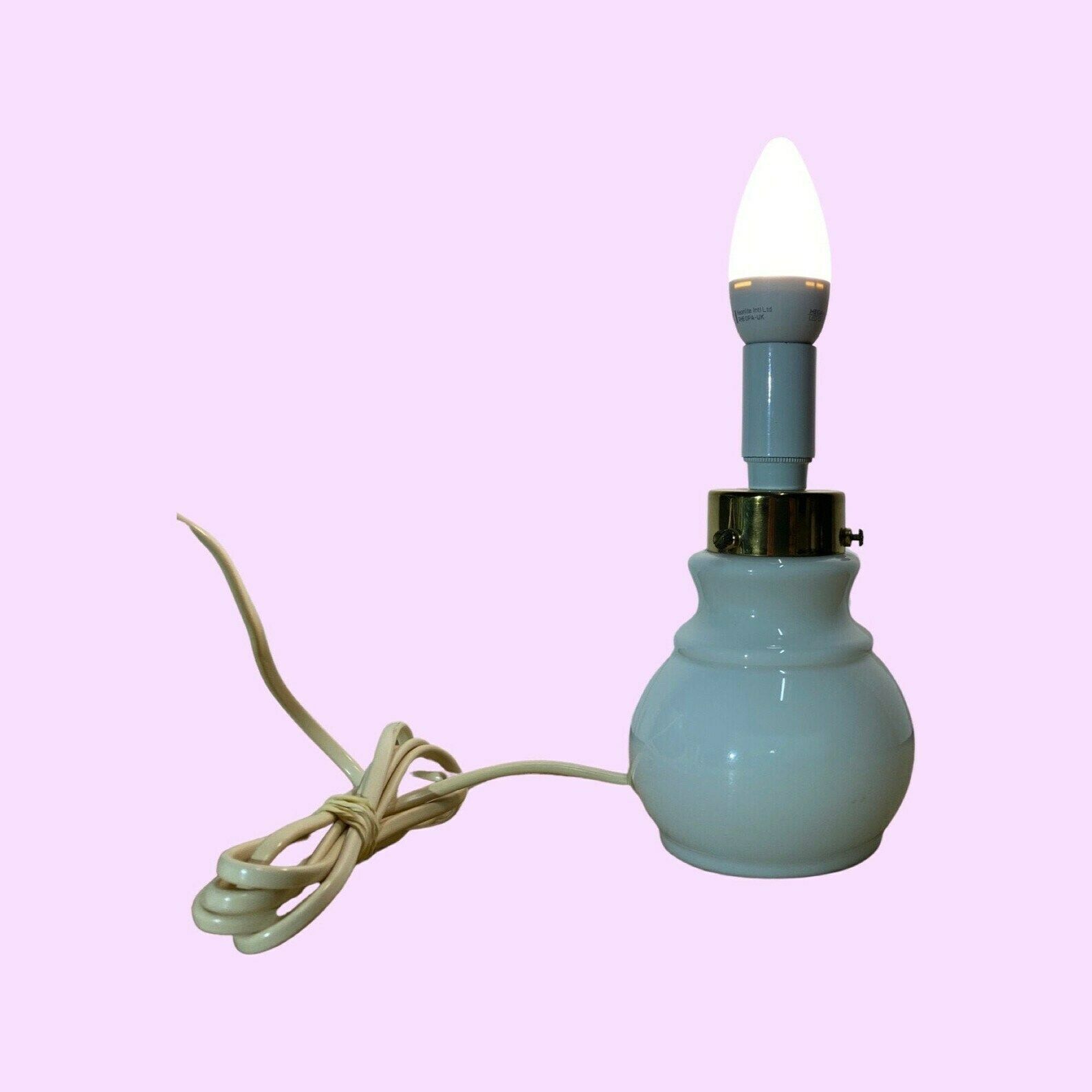 Retro Glass/Brass White Desk Lamp Base | Vintage Danish Design Light Made From Glass In Denmark | Mid Century Odreco Designer Lighting photo buy