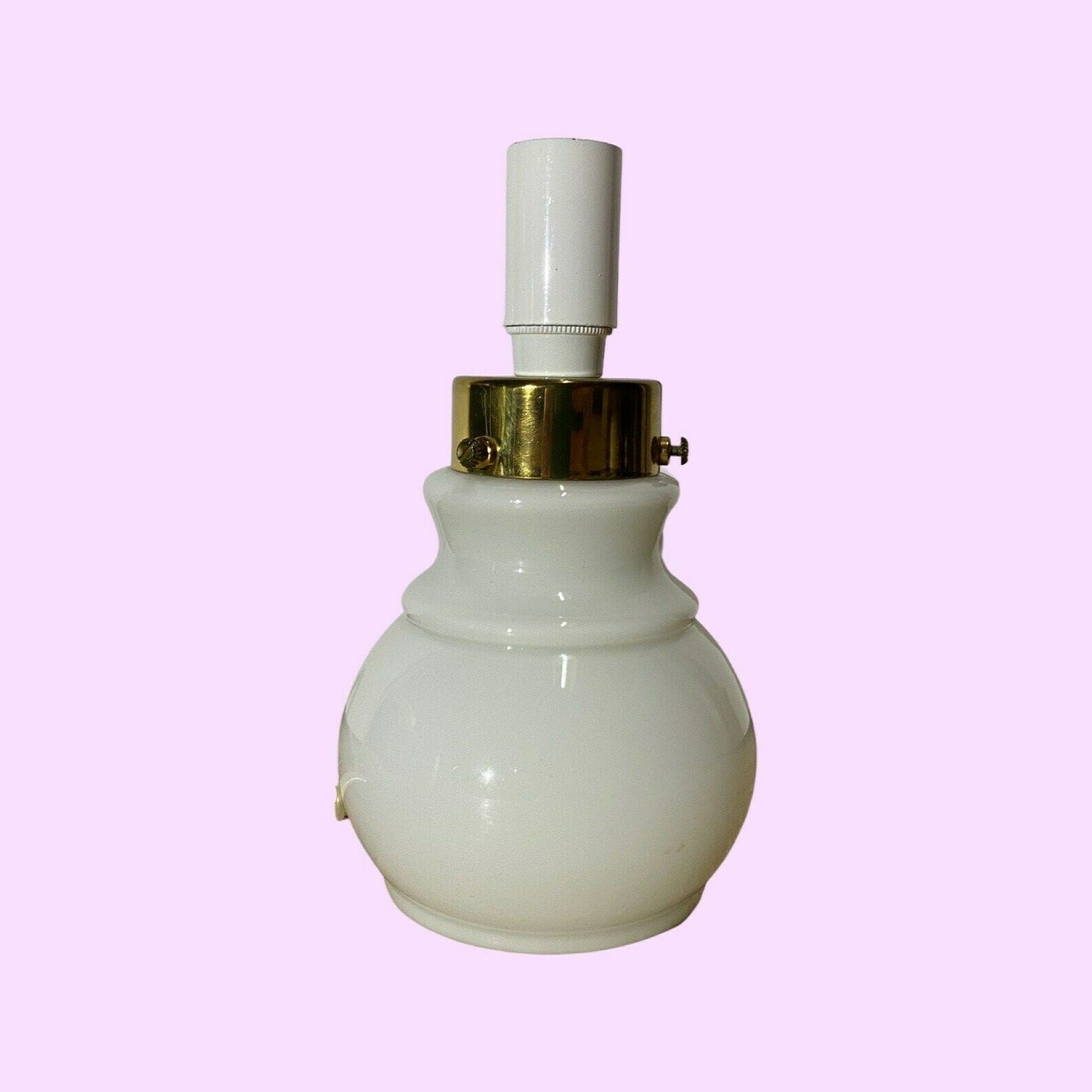 Retro Glass/Brass White Desk Lamp Base | Vintage Danish Design Light Made From Glass In Denmark | Mid Century Odreco Designer Lighting photo vintage