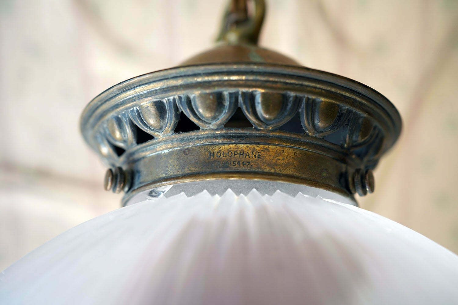 An Early 20thc Holophane Prismatic Glass Pendant Light C.1913 photo furniture