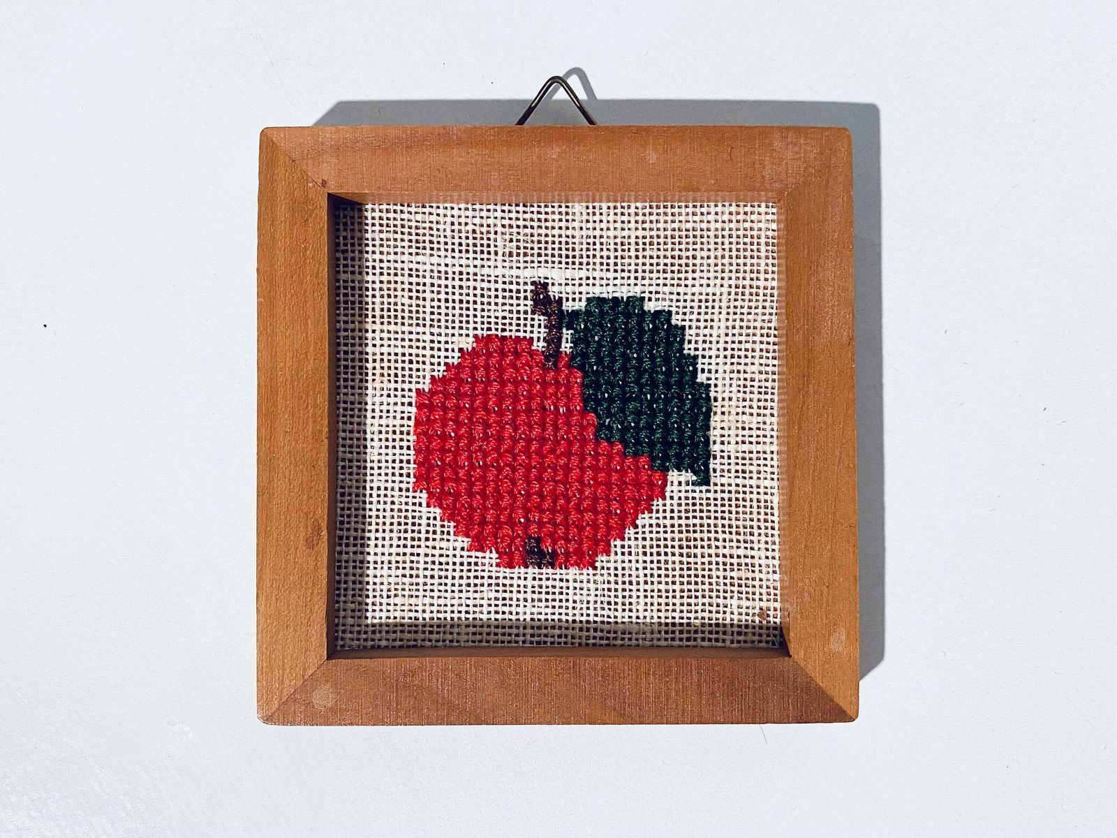 Three Stitched Pictures Set With Fruit Motifs / Handmade Vintage Wall Decor 1960s photo furniture