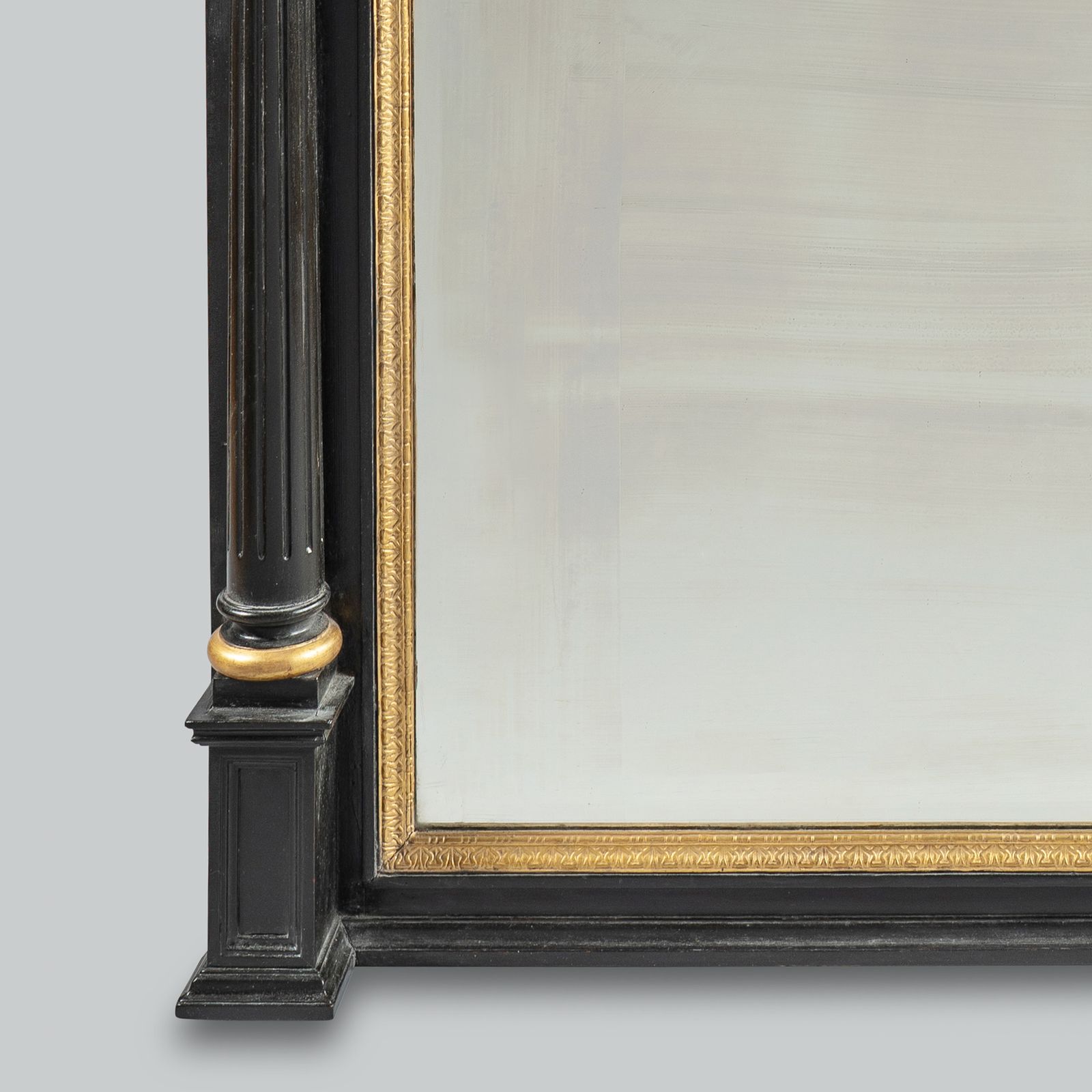 Large 19th Century Victorian English Ebonised And Gilt Overmantle Mirror photo for sale