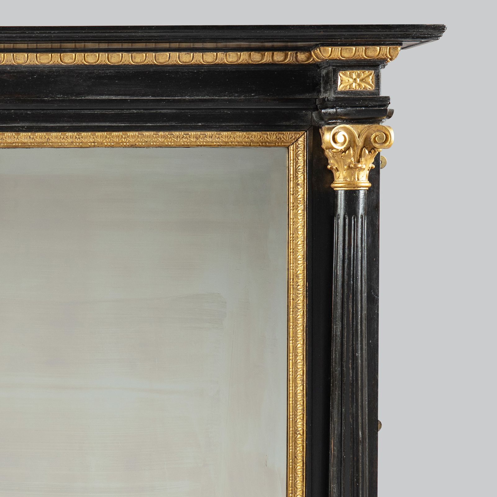Large 19th Century Victorian English Ebonised And Gilt Overmantle Mirror photo Home Decor