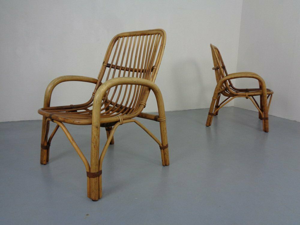 Italian Bamboo Armchairs, 1970s, Set Of 2 photo Furniture