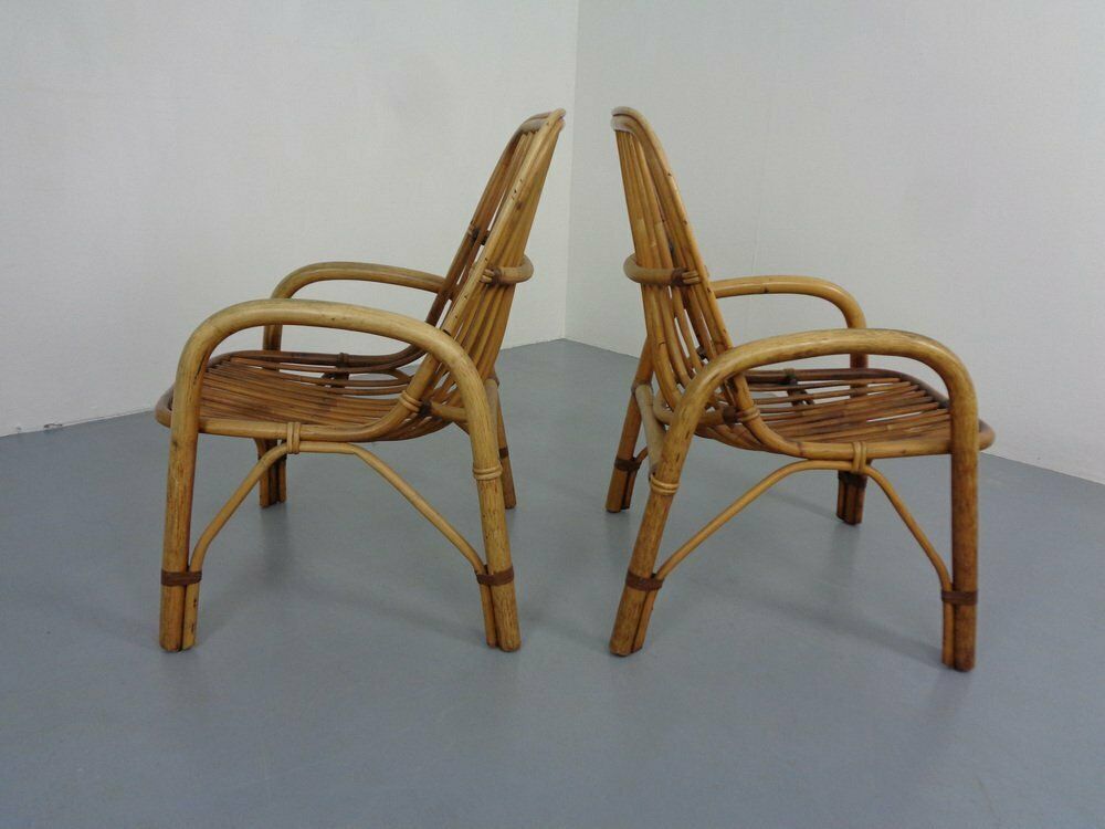 Italian Bamboo Armchairs, 1970s, Set Of 2 photo vinterior