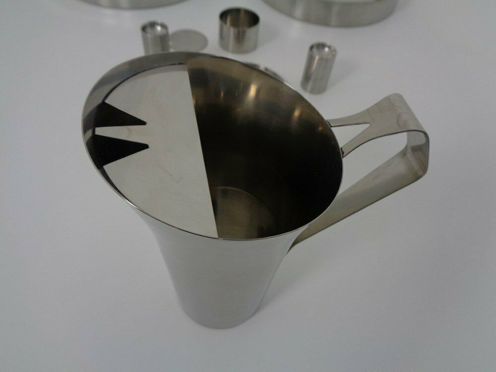 photo for sale Cylinda Trays And Jug With Salt And Pepper Shaker By Arne Jacobsen For Stelton, 1960s, Set Of 7