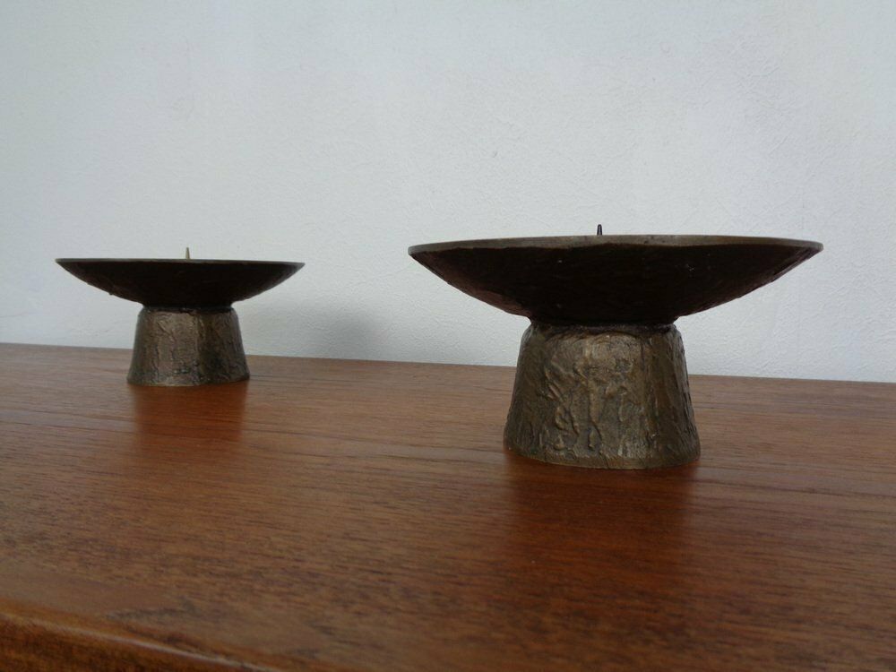 Brutalist Bronze Candleholders, 1960s, Set Of 2 photo for sale