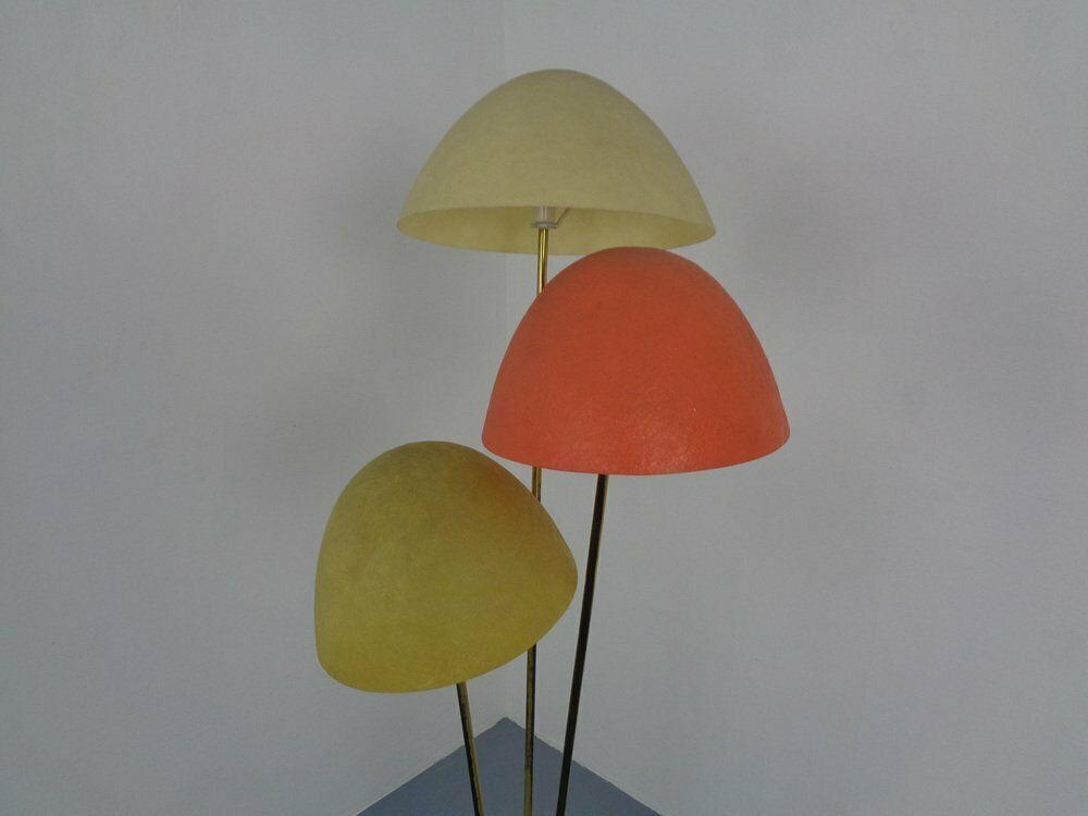 Italian Glass Fiber & Brass Floor Lamp, 1950s photo buy