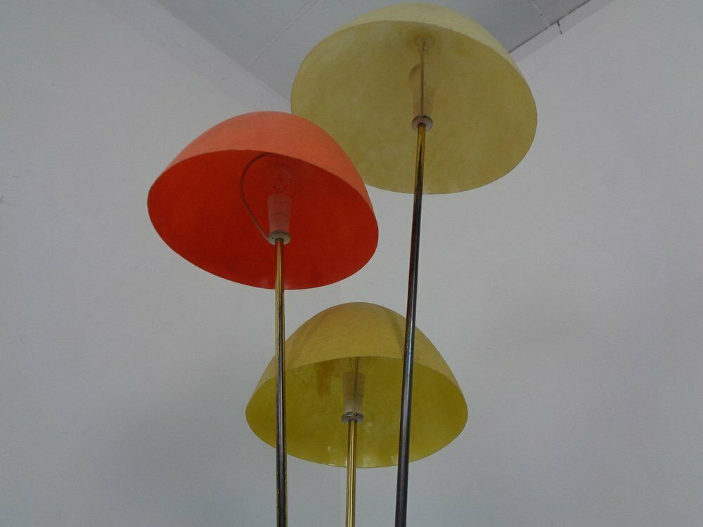 1700.0 Italian Glass Fiber & Brass Floor Lamp, 1950s photo