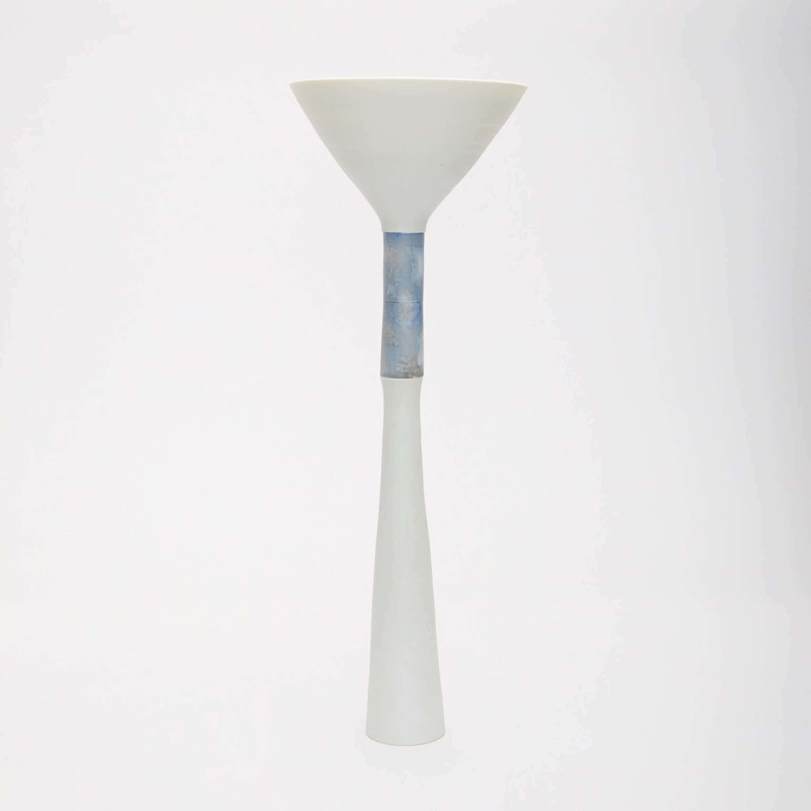 Tall Porcelain Sculpture And Vessel White And Blue By Thomas Naete photo for sale