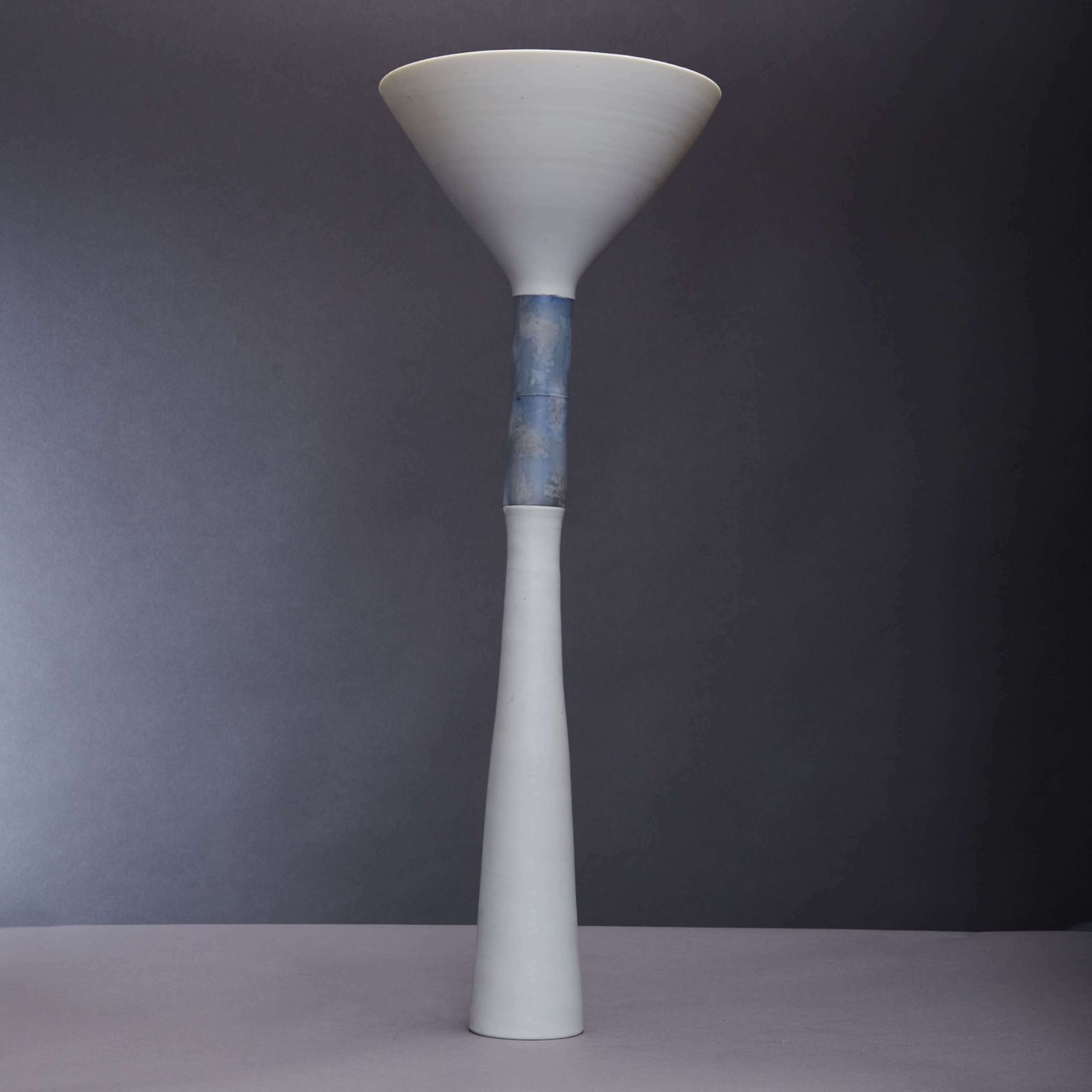 Tall Porcelain Sculpture And Vessel White And Blue By Thomas Naete photo Art